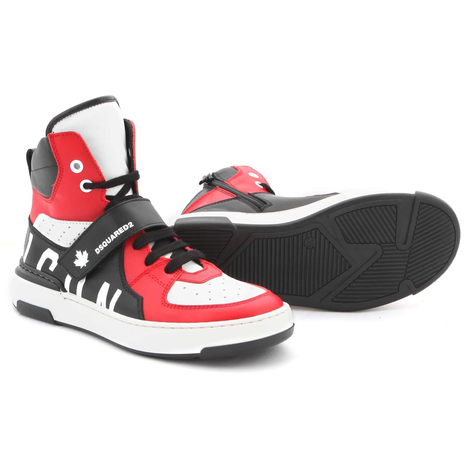 SNEAKER D2 HIGH-TOP NERA ROSSA E BIANCA TEENAGER - annameglio.com abbigliamento moda