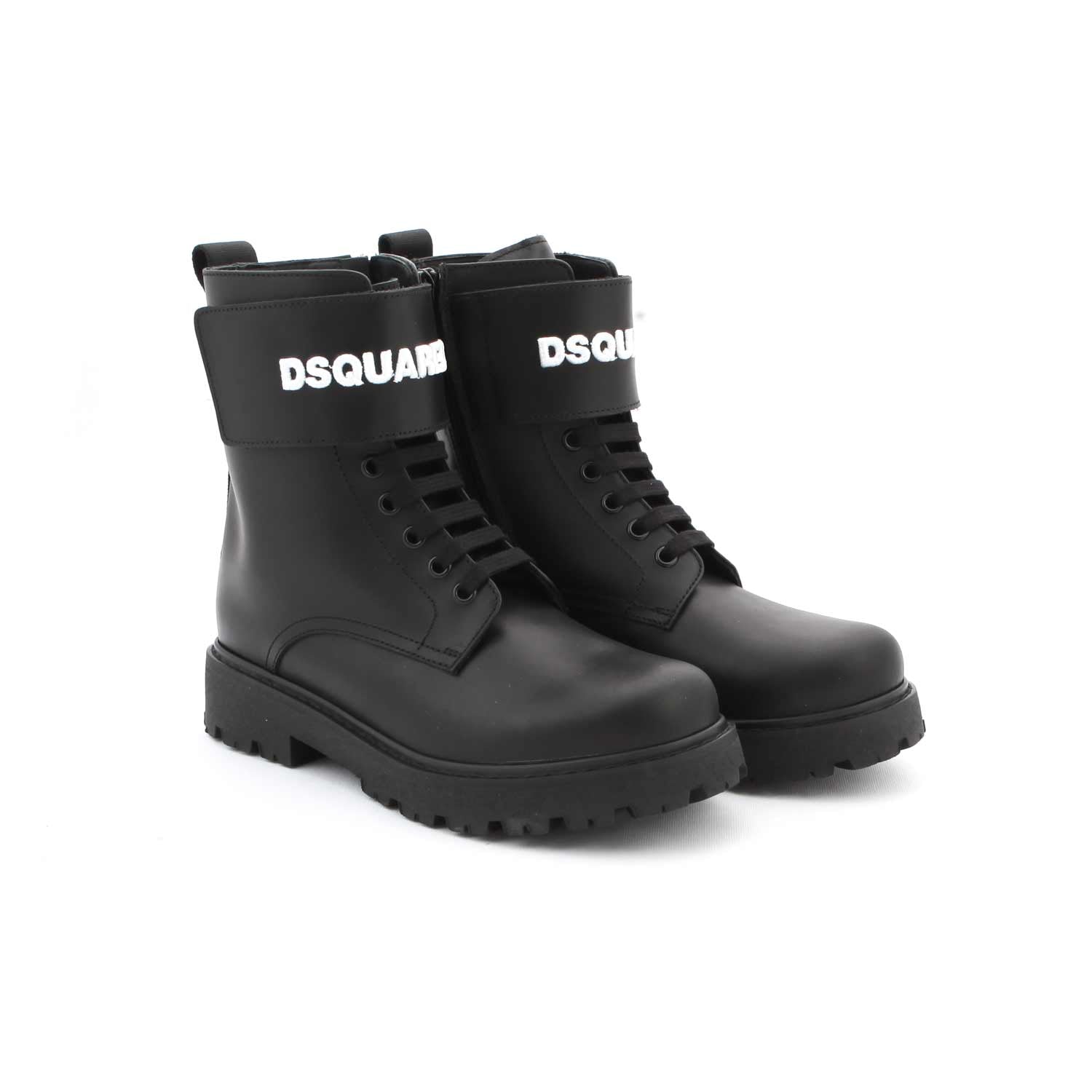STIVALI UNISEX D2 IN PELLE NERA TEENAGER - annameglio.com abbigliamento moda