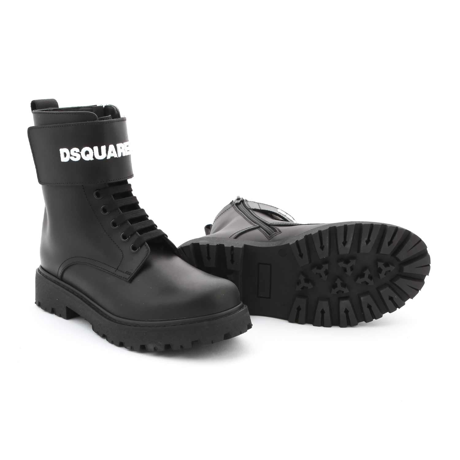 STIVALI UNISEX D2 IN PELLE NERA TEENAGER - annameglio.com abbigliamento moda