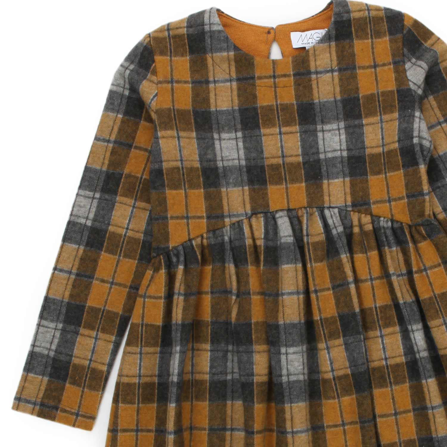 ABITO CHECK GRIGIO E SENAPE BAMBINA - annameglio.com abbigliamento moda