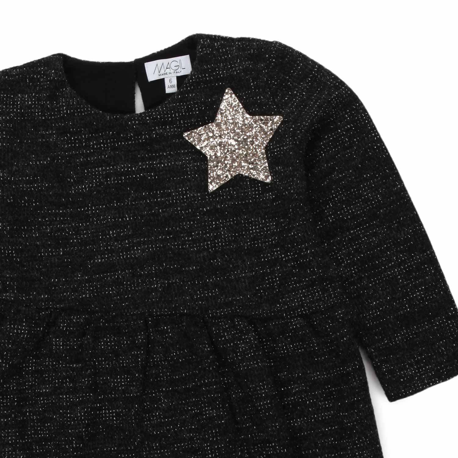 ABITO BAMBINA NERO LUREX CON STELLA - annameglio.com abbigliamento moda
