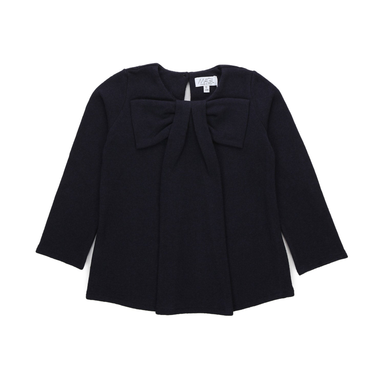 MAGLIA BAMBINA BLU SCURO CON FIOCCO - annameglio.com abbigliamento moda