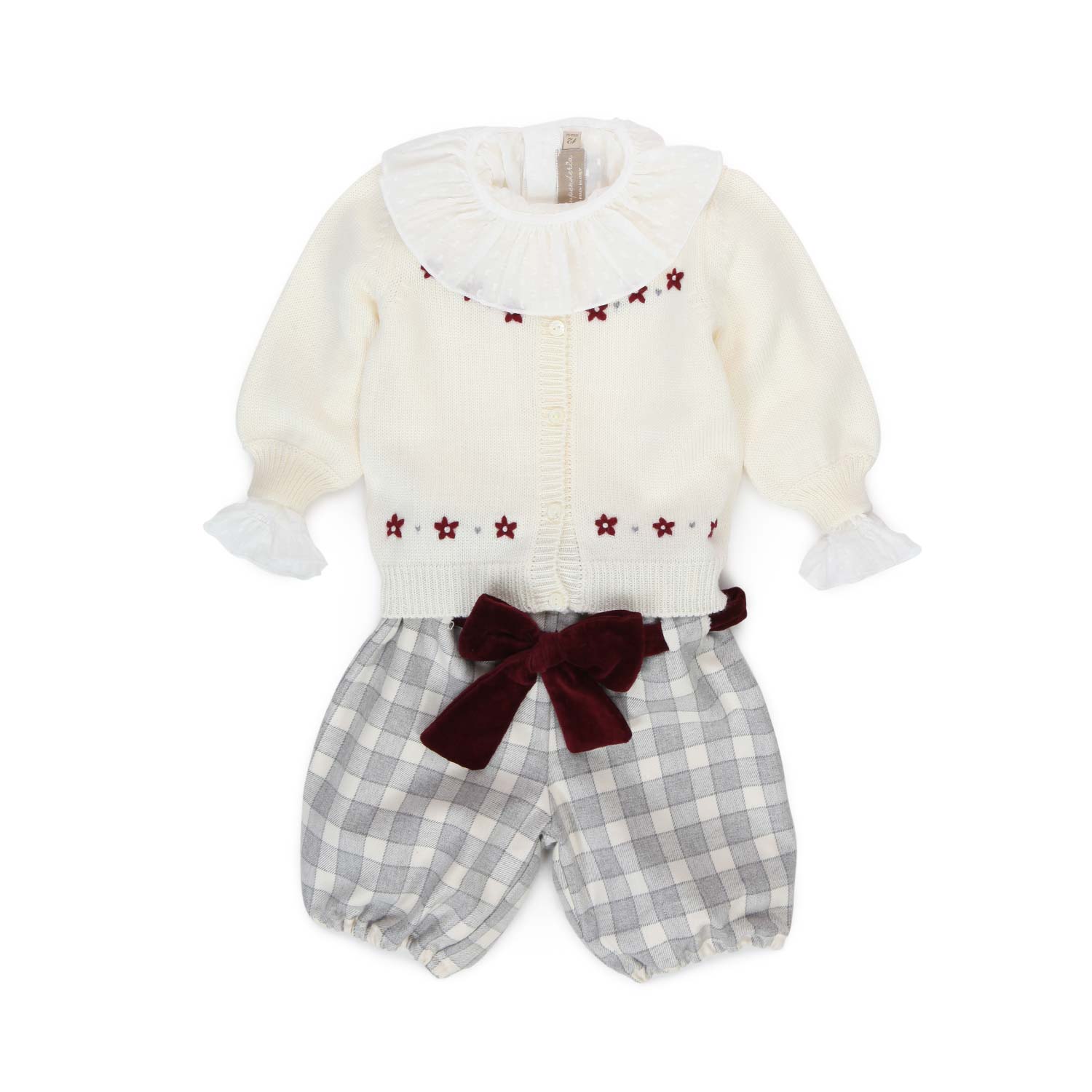 BERMUDA BIANCO E GRIGIO A QUADRI NEONATA - annameglio.com abbigliamento moda