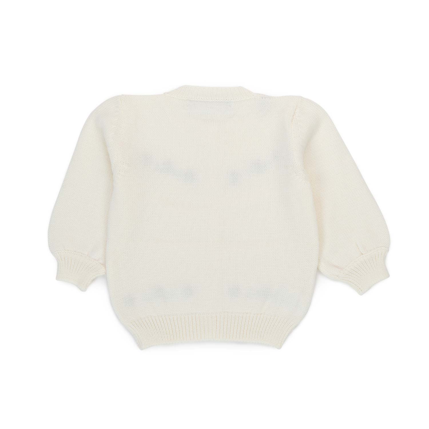 MAGLIONCINO RICAMATO BIANCO PANNA NEONATA - annameglio.com abbigliamento moda