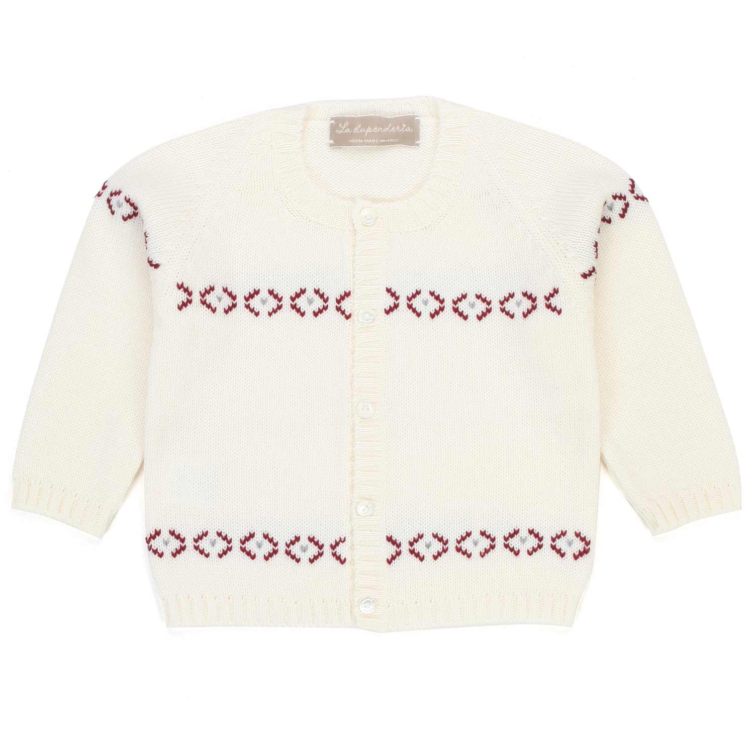 CARDIGAN BIANCO E BORDEAUX PER BIMBA - annameglio.com abbigliamento moda