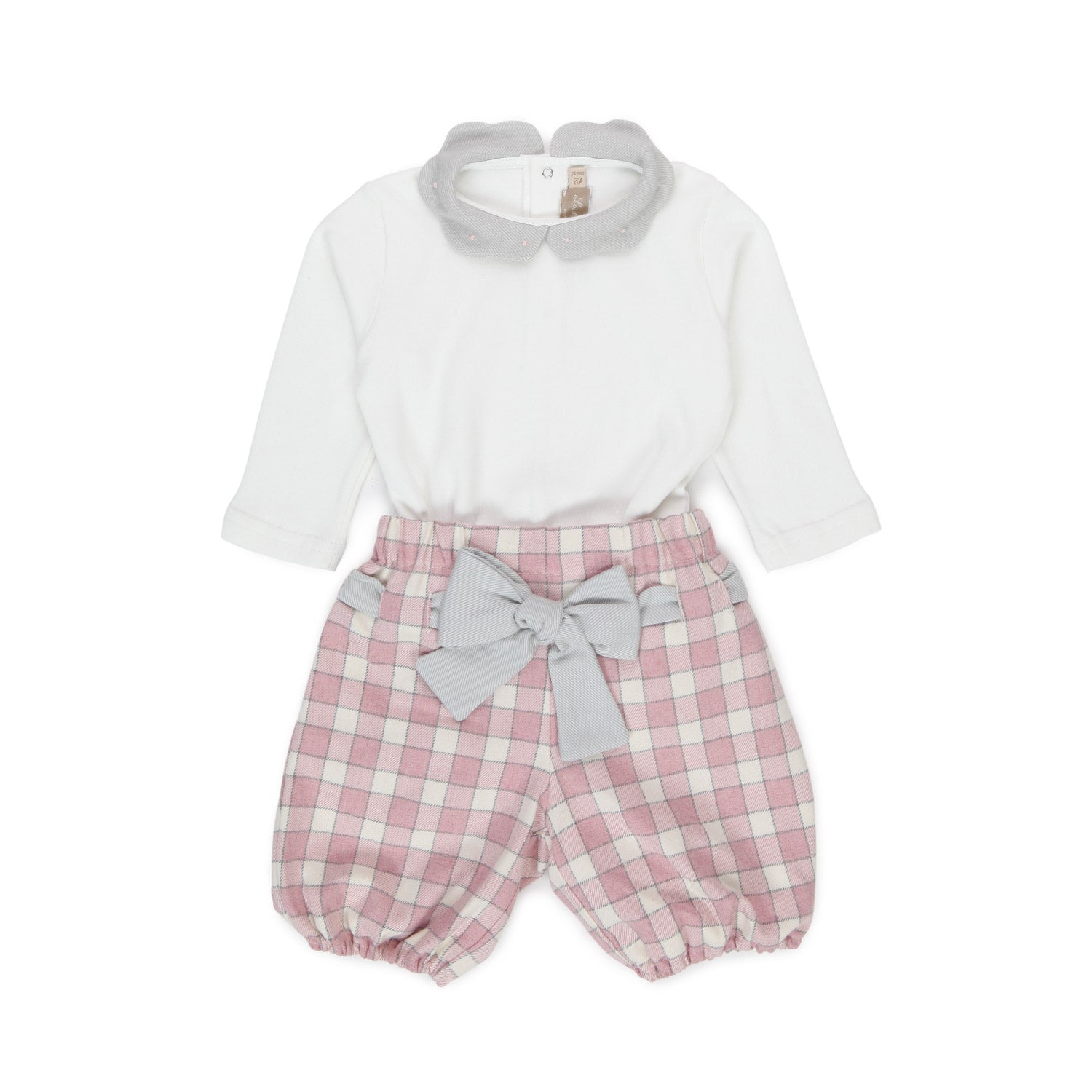 BERMUDA BIANCO E ROSA A QUADRI NEONATA - annameglio.com abbigliamento moda