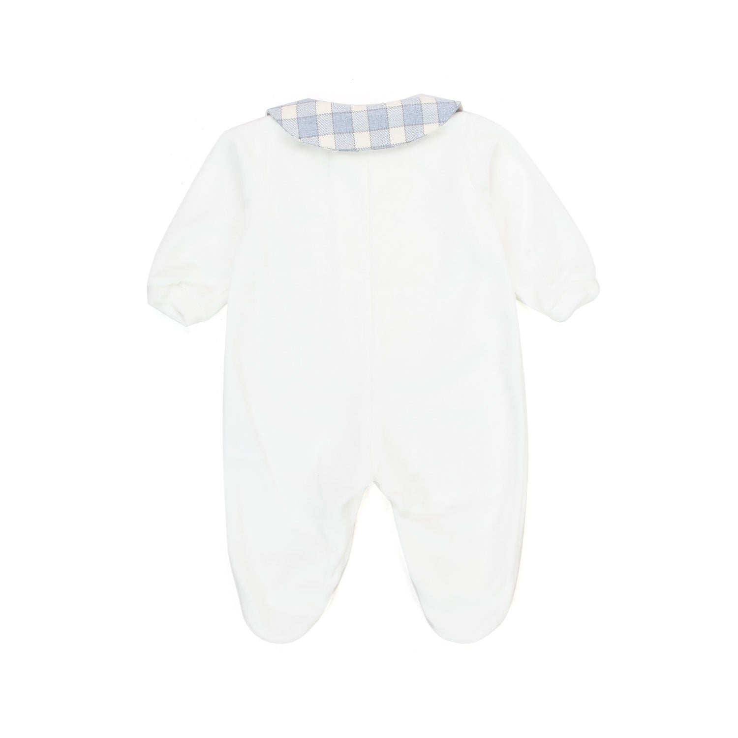 TUTINA BIANCA CON COLLETTO CELESTE PER NEONATO - annameglio.com abbigliamento moda