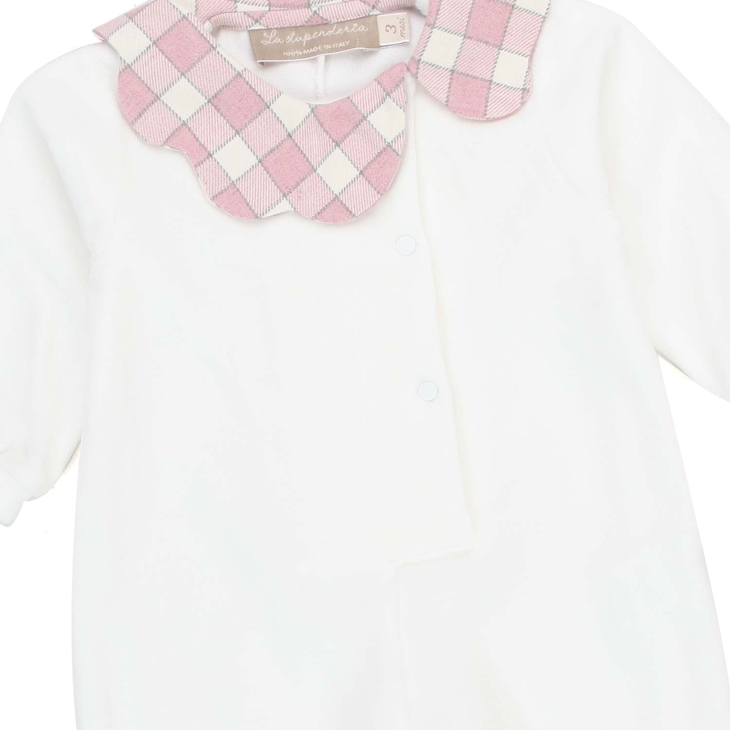 TUTINA BIANCA CON COLLETTO ROSA PER NEONATA - annameglio.com abbigliamento moda