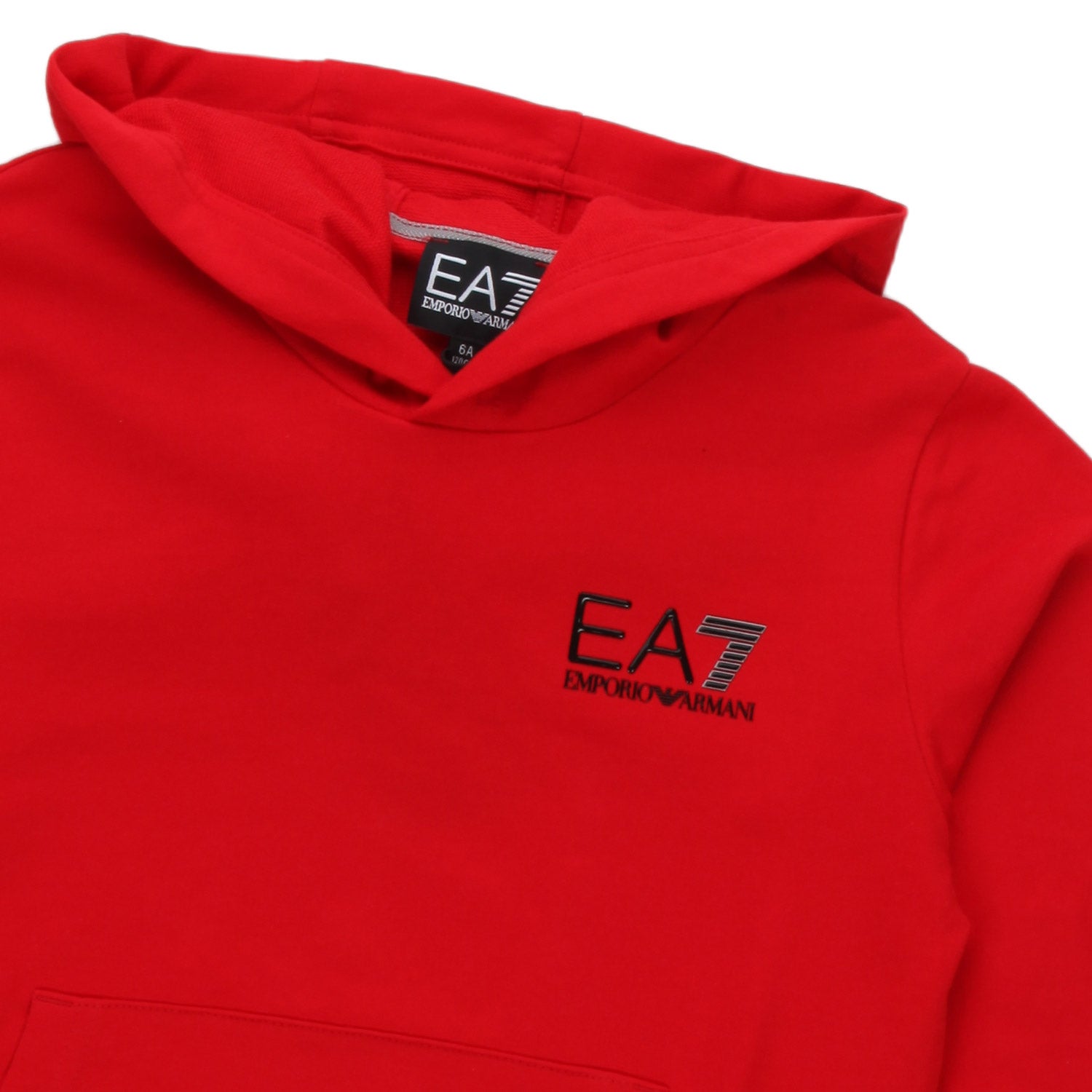 FELPA EA7 ROSSA CON CAPPUCCIO BAMBINO E TEENAGER - annameglio.com abbigliamento moda