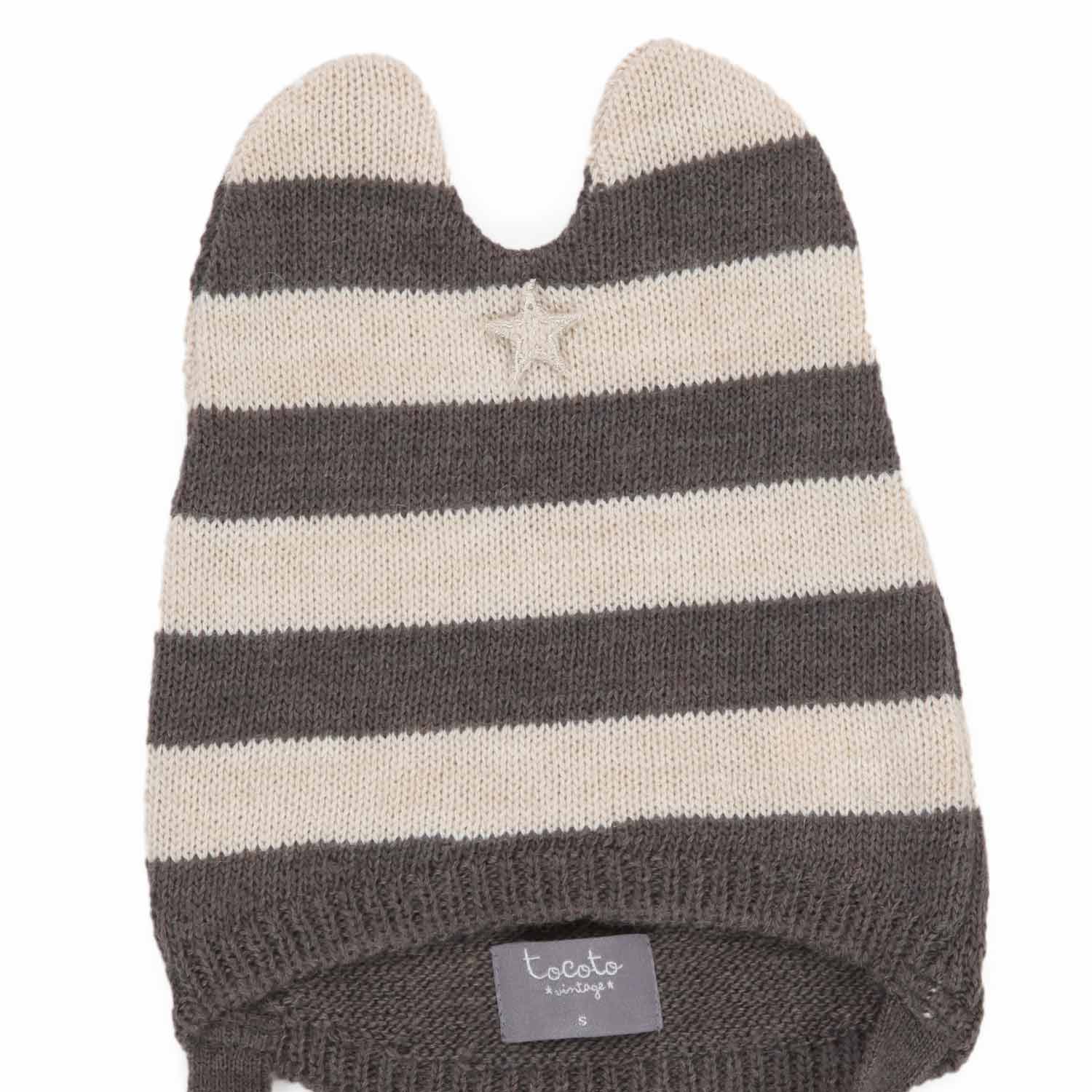 CAPPELLO A RIGHE PANNA E GRIGIO BABY UNISEX - annameglio.com abbigliamento moda