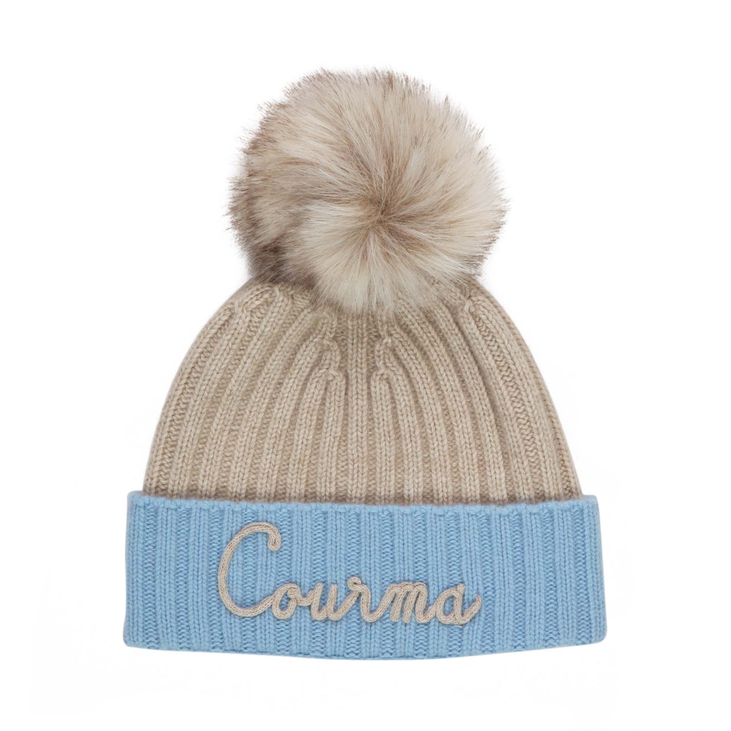 CAPPELLO PON-PON BEIGE E CELESTE BAMBINA E TEEN - annameglio.com abbigliamento moda