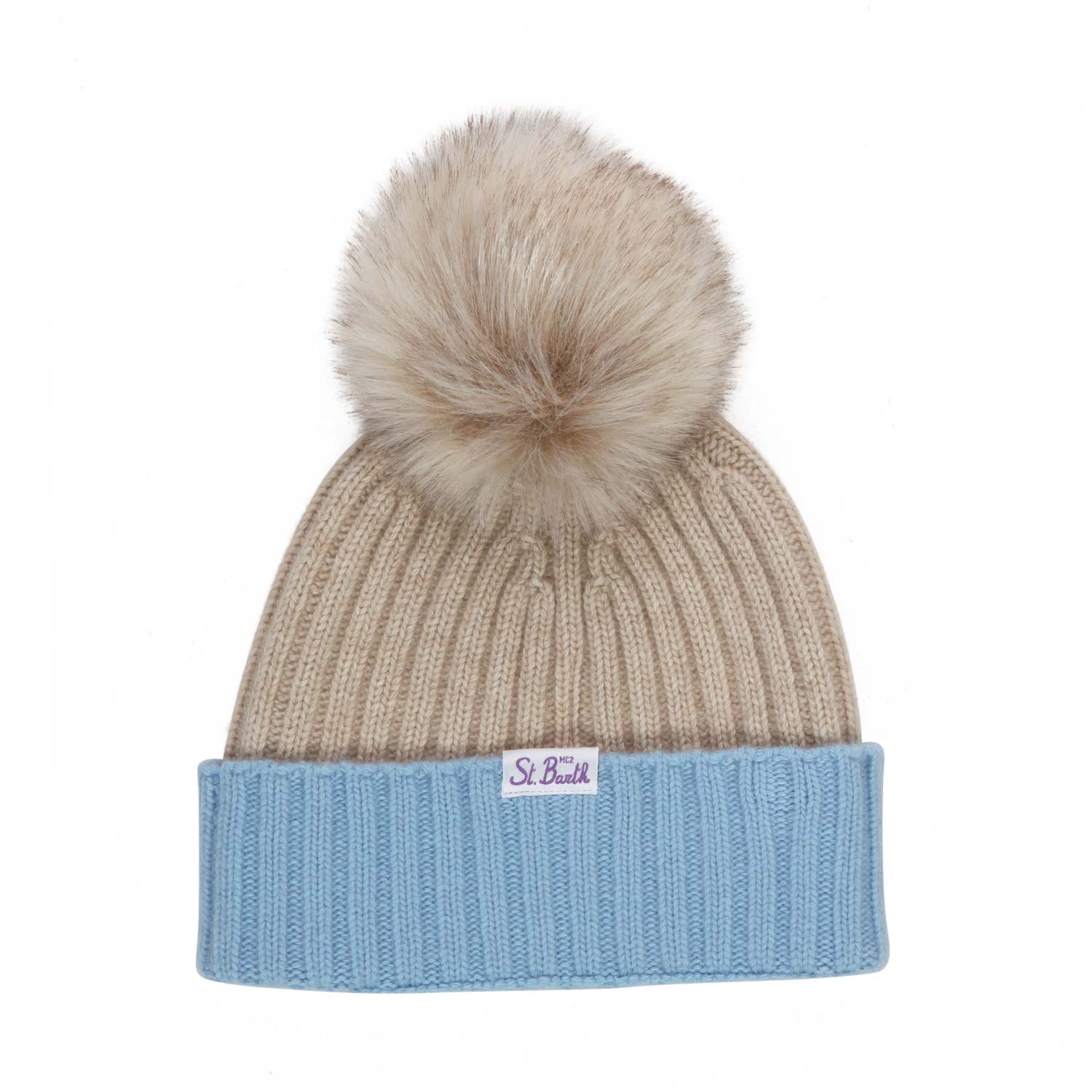 CAPPELLO PON-PON BEIGE E CELESTE BAMBINA E TEEN - annameglio.com abbigliamento moda