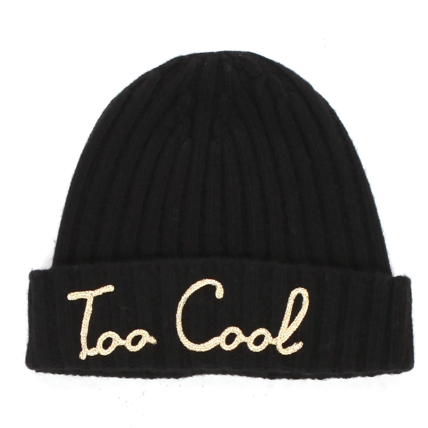 CAPPELLO DI LANA NERO E ORO BAMBINA E TEENAGER - annameglio.com abbigliamento moda