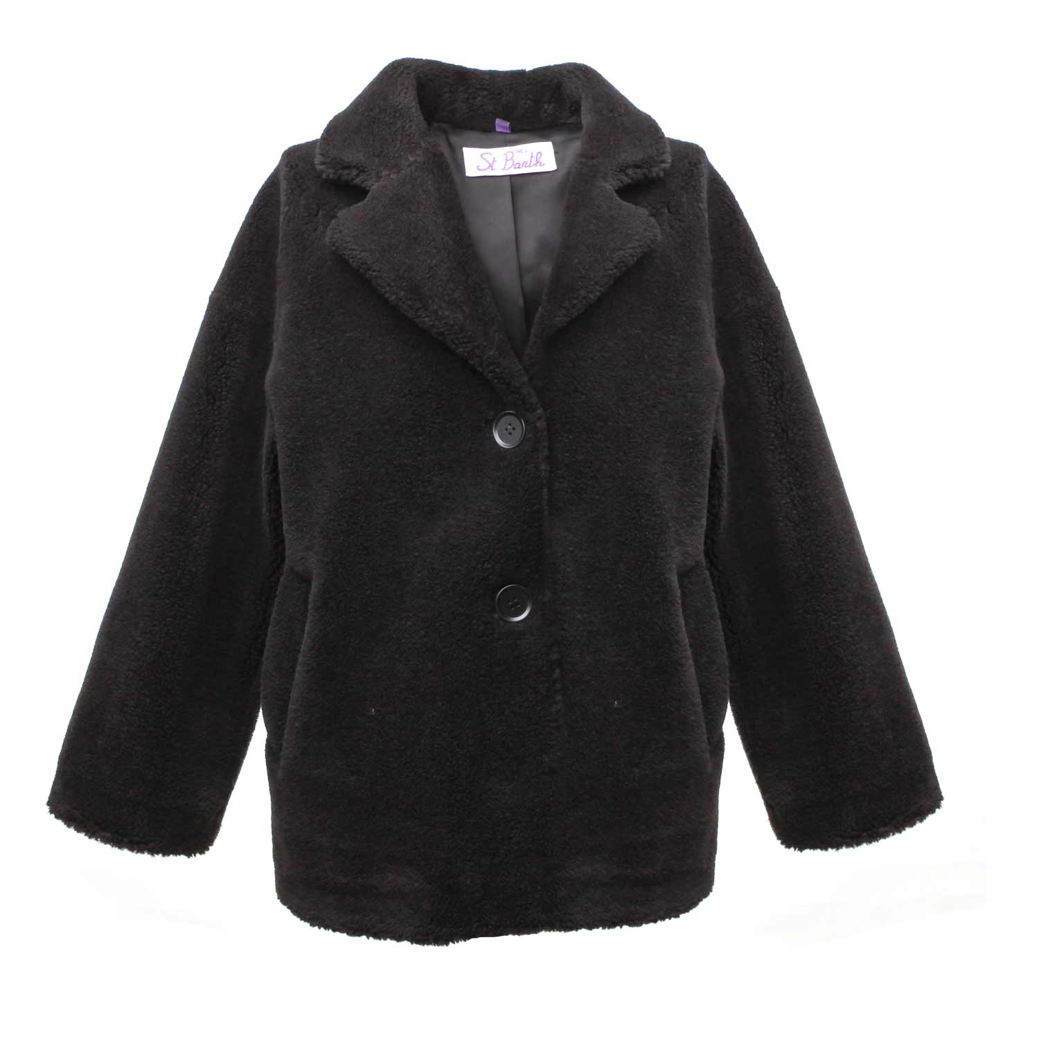 GIACCA NERA GIRL ECO-PELLICCIA - annameglio.com abbigliamento moda
