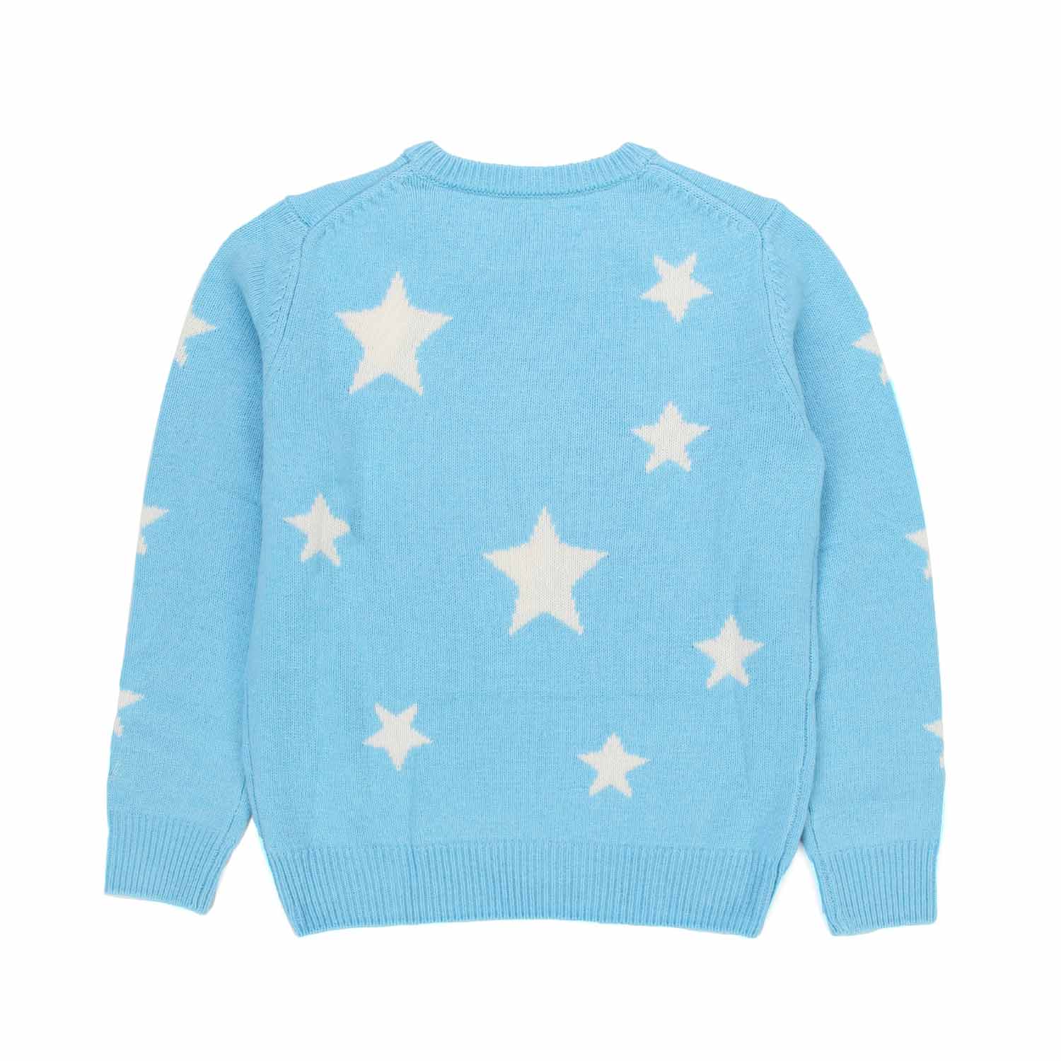MAGLIONE CELESTE CON STELLE BAMBINA E TEEN - annameglio.com abbigliamento moda