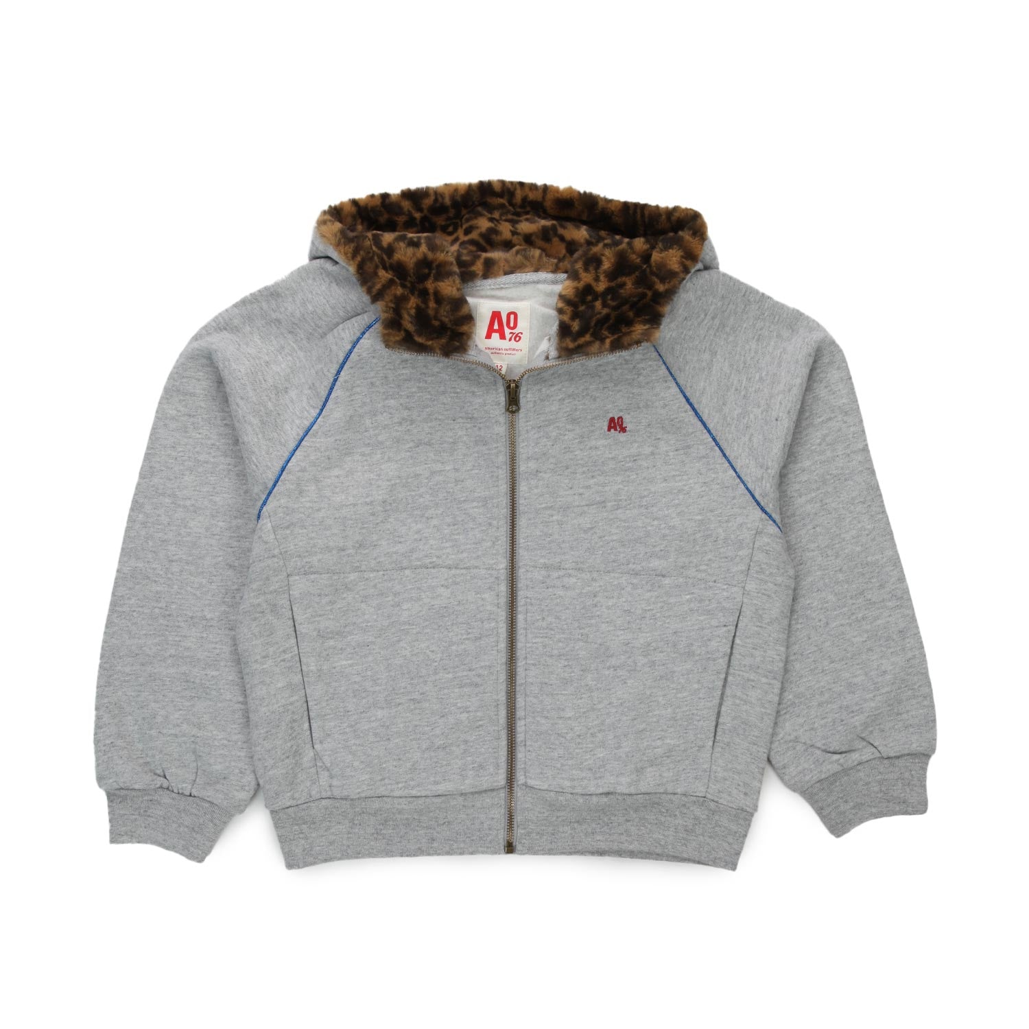 FELPA GRIGIA CON CAPPUCCIO LEOPARD BAMBINA E TEEN - annameglio.com abbigliamento moda