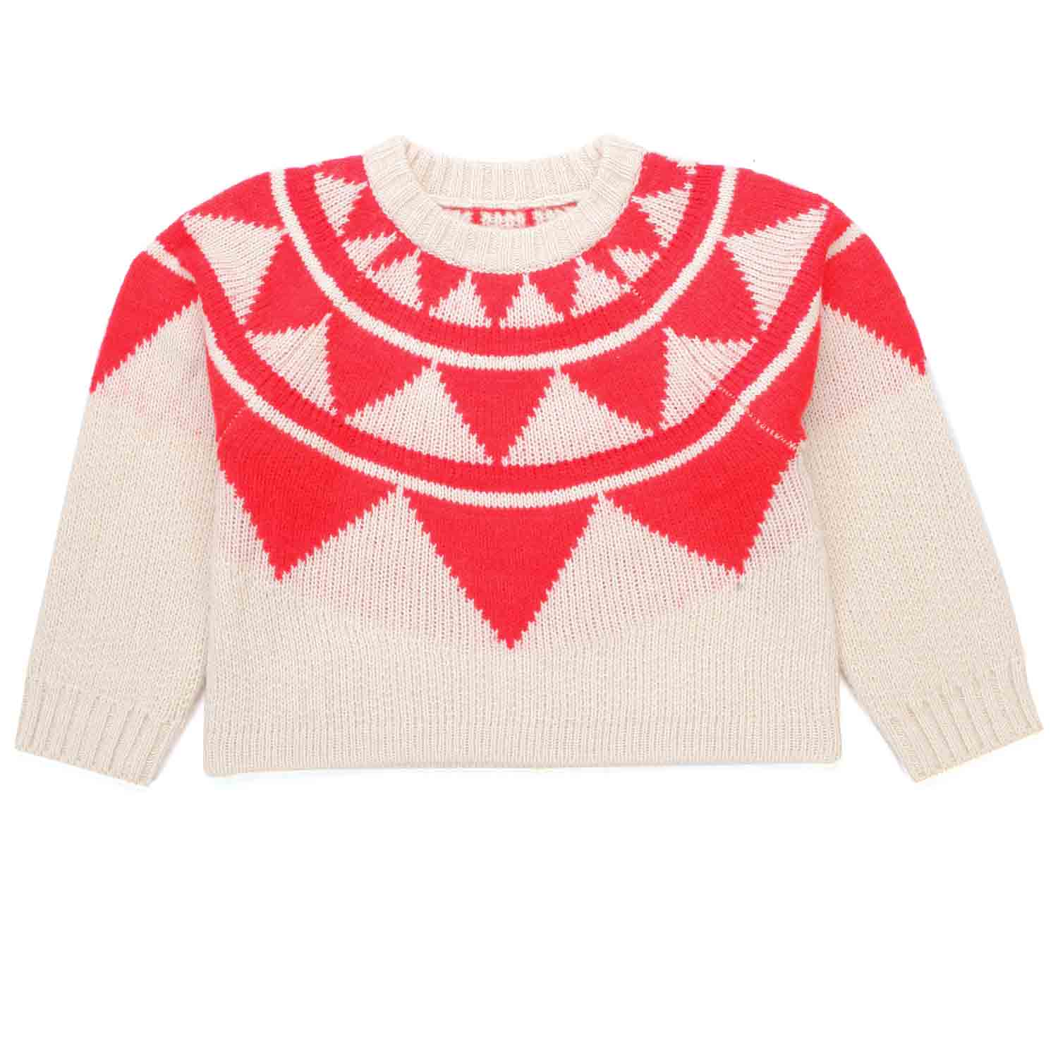 PULLOVER INUIT BEIGE E ROSSO BAMBINA E TEEN - annameglio.com abbigliamento moda