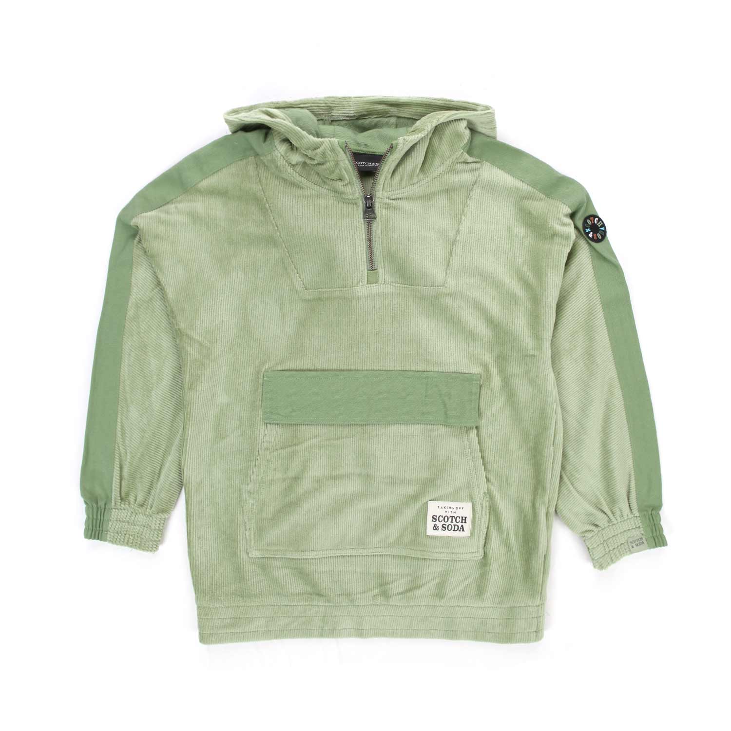 FELPA HOODIE CORDUROY VERDE ACQUA BAMBINO E TEEN - annameglio.com abbigliamento moda
