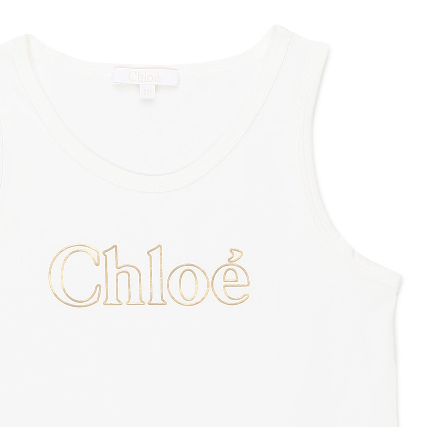 CANOTTA BIANCA CON LOGO ORO BAMBINA E TEEN - annameglio.com abbigliamento moda