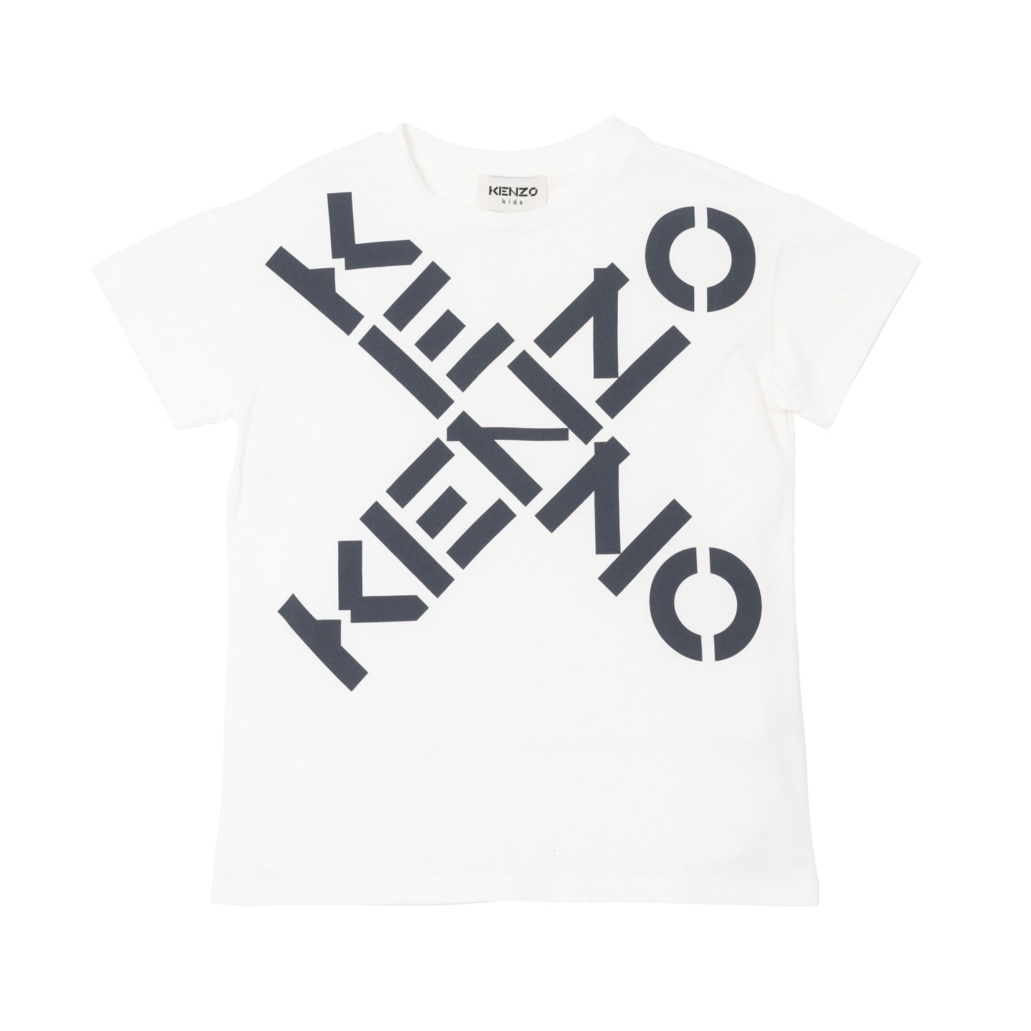 T-SHIRT BIANCA CON LOGHI BLU BAMBINO - annameglio.com abbigliamento moda