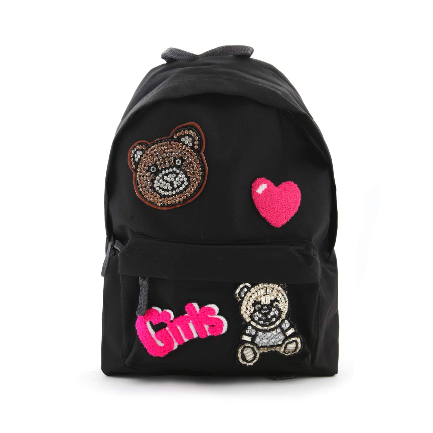 ZAINO NERO CON PATCH BAMBINA E TEENAGER - annameglio.com abbigliamento moda