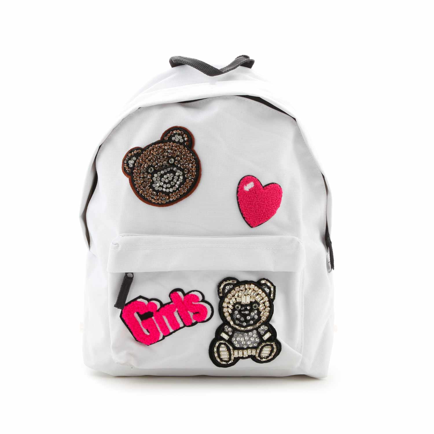 ZAINO BIANCO CON PATCH BAMBINA E TEENAGER - annameglio.com abbigliamento moda