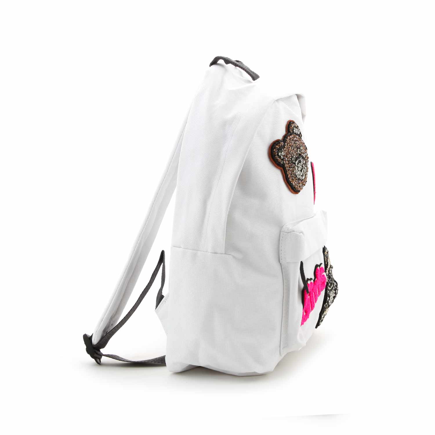 ZAINO BIANCO CON PATCH BAMBINA E TEENAGER - annameglio.com abbigliamento moda