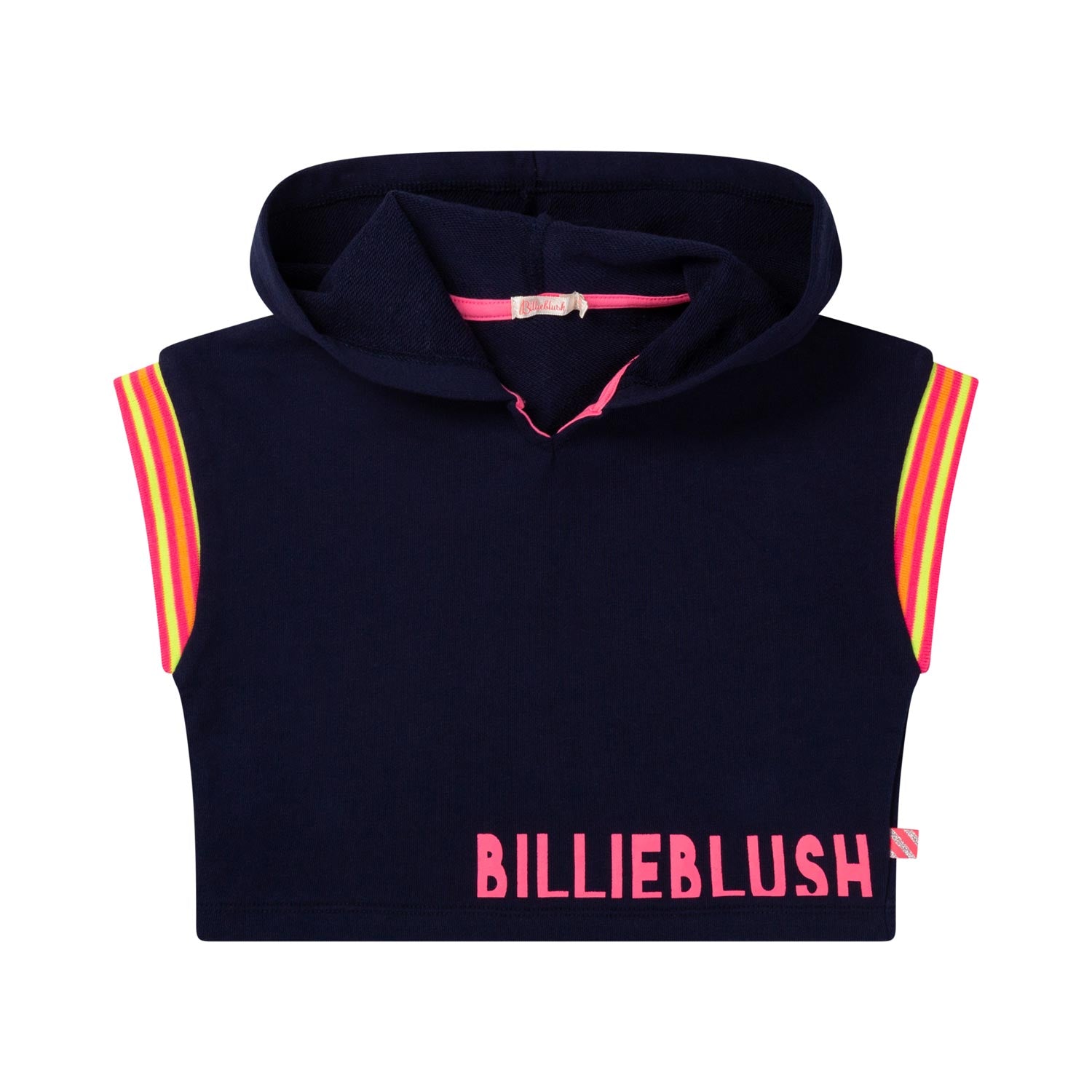 FELPA HOODIE CROPPED BLU SENZA MANICHE BAMBINA - annameglio.com abbigliamento moda