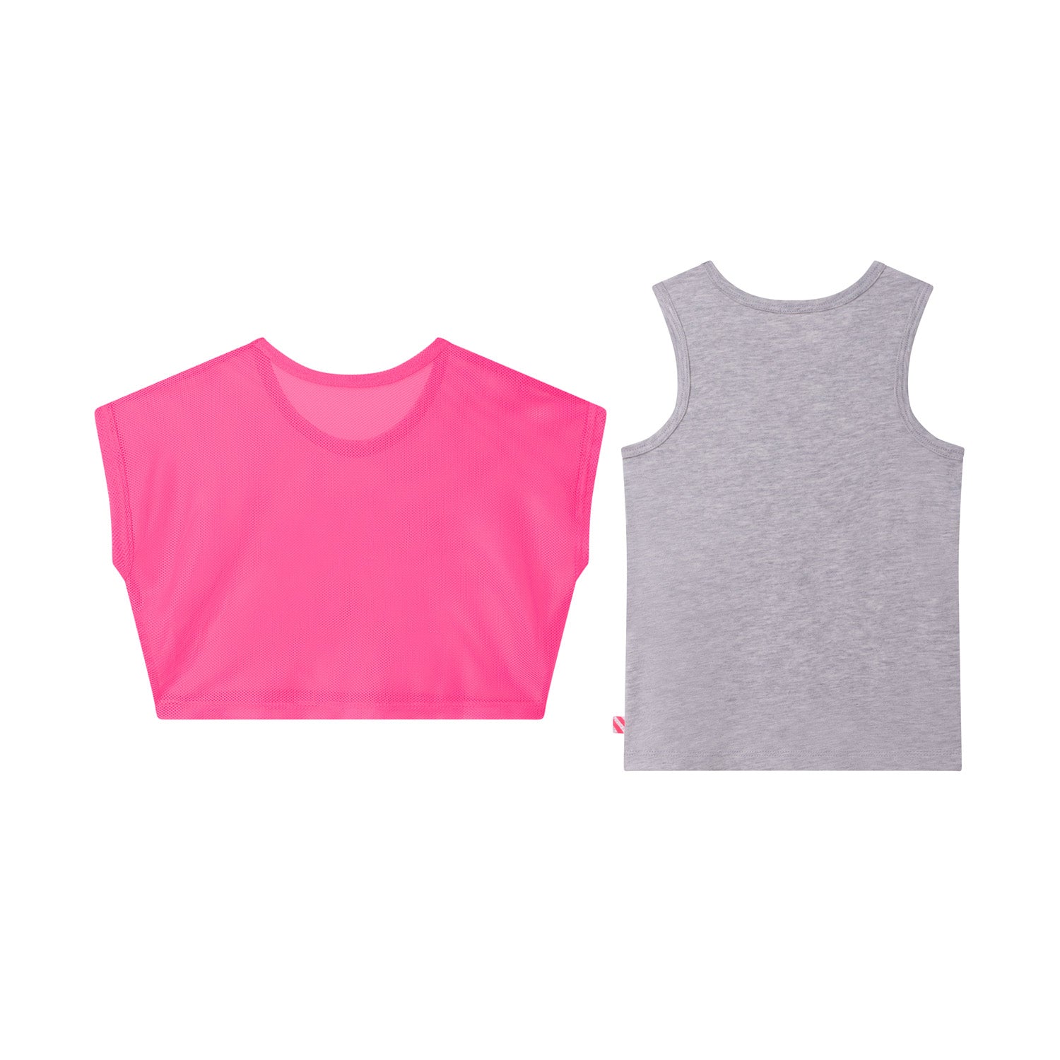 CANOTTA GRIGIA CON T-SHIRT IN RETE ROSA BAMBINA - annameglio.com abbigliamento moda