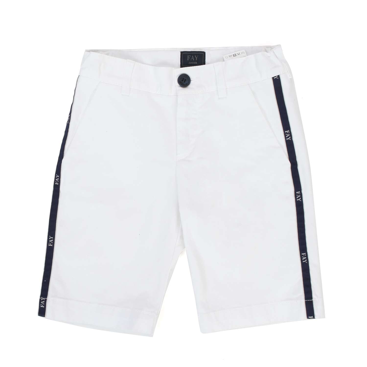 BERMUDA BIANCO CON STISCE BLU BAMBINO - annameglio.com abbigliamento moda