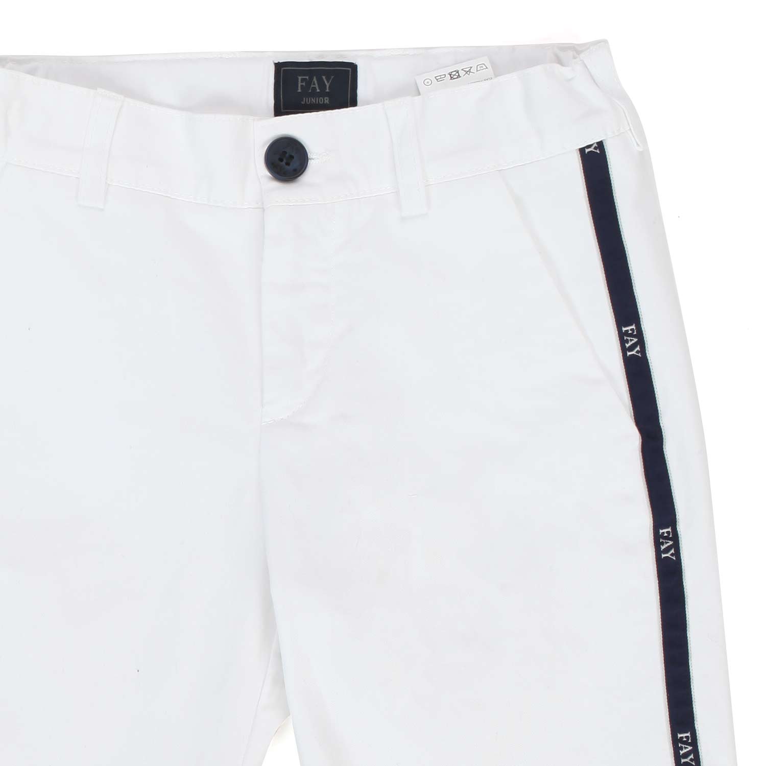 BERMUDA BIANCO CON STISCE BLU BAMBINO - annameglio.com abbigliamento moda