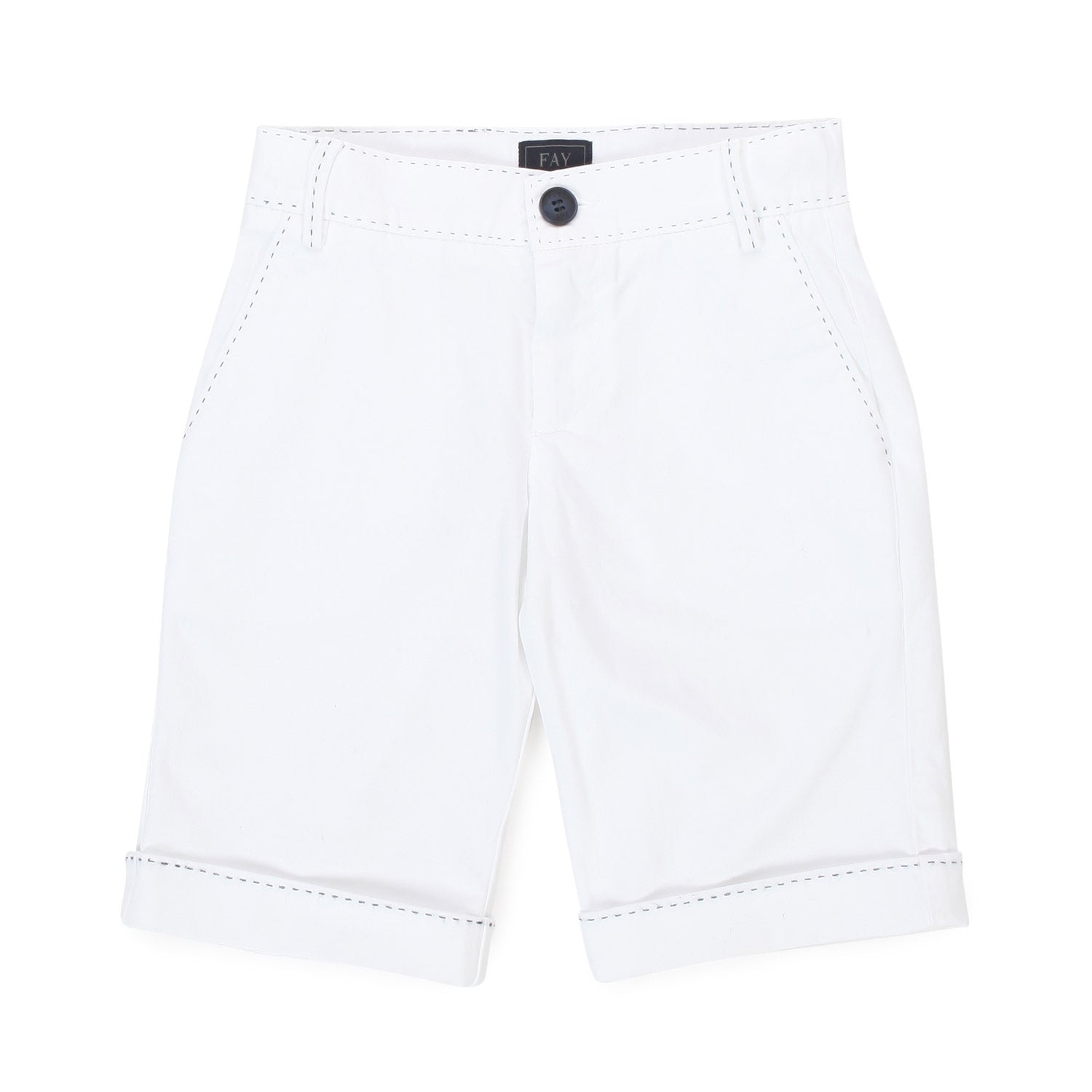 BERMUDA BIANCO CON IMPUNTURE BLU BAMBINO - annameglio.com abbigliamento moda