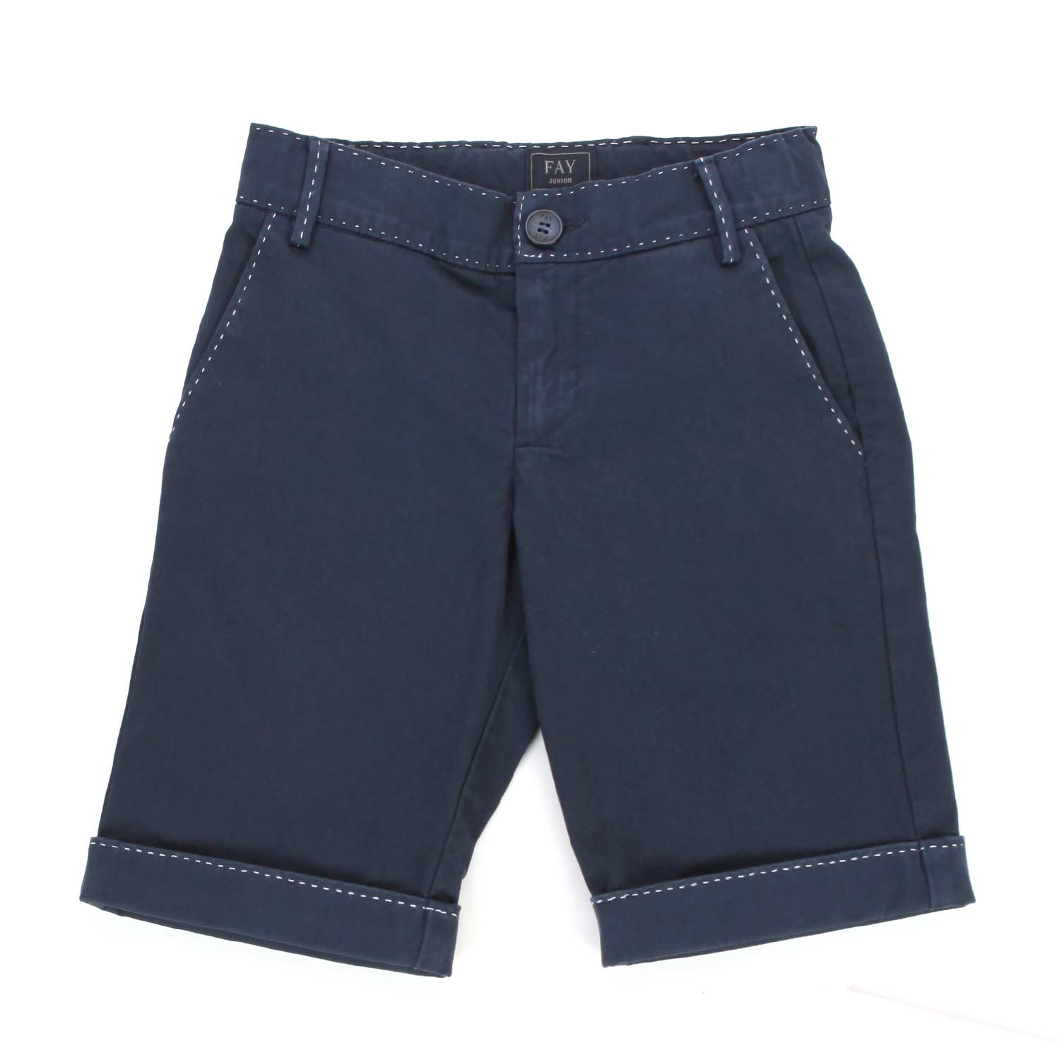 BERMUDA BLU CON IMPUNTURE BIANCHE BAMBINO - annameglio.com abbigliamento moda