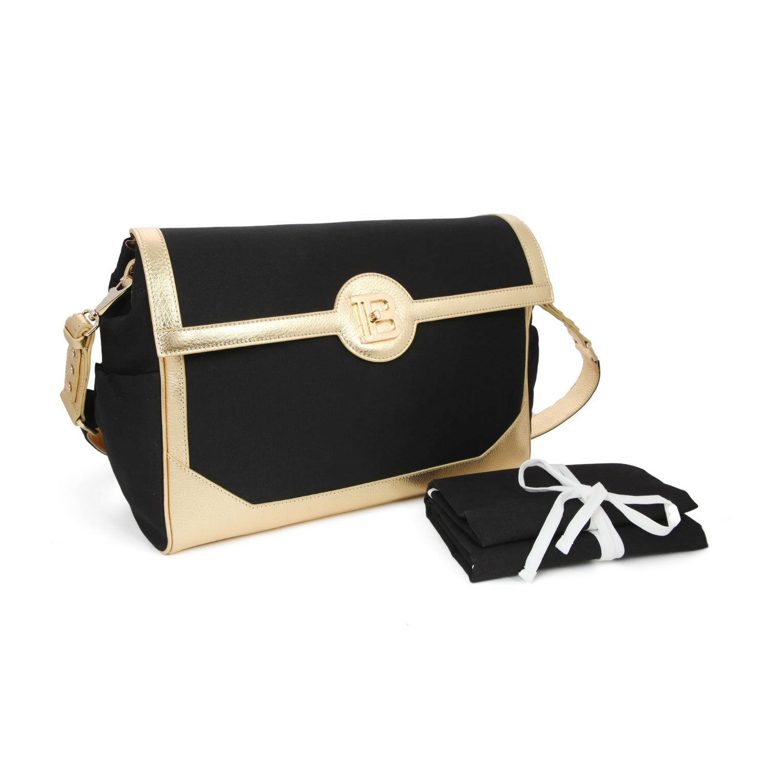 BORSA FASCIATOIO NERA E ORO CON MONOGRAMMA - annameglio.com abbigliamento moda