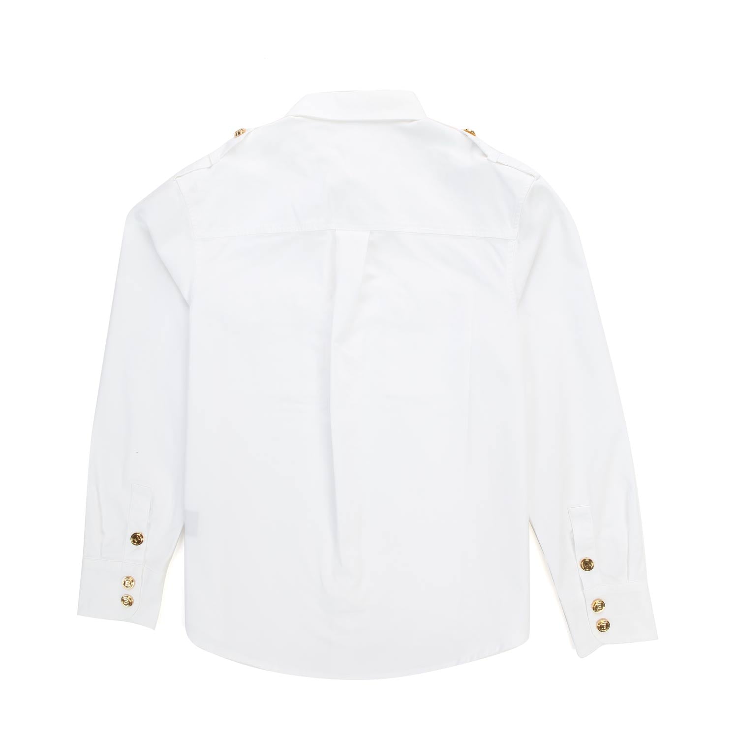 CAMICIA BIANCA CON BOTTONI ORO BAMBINA TEEN - annameglio.com abbigliamento moda