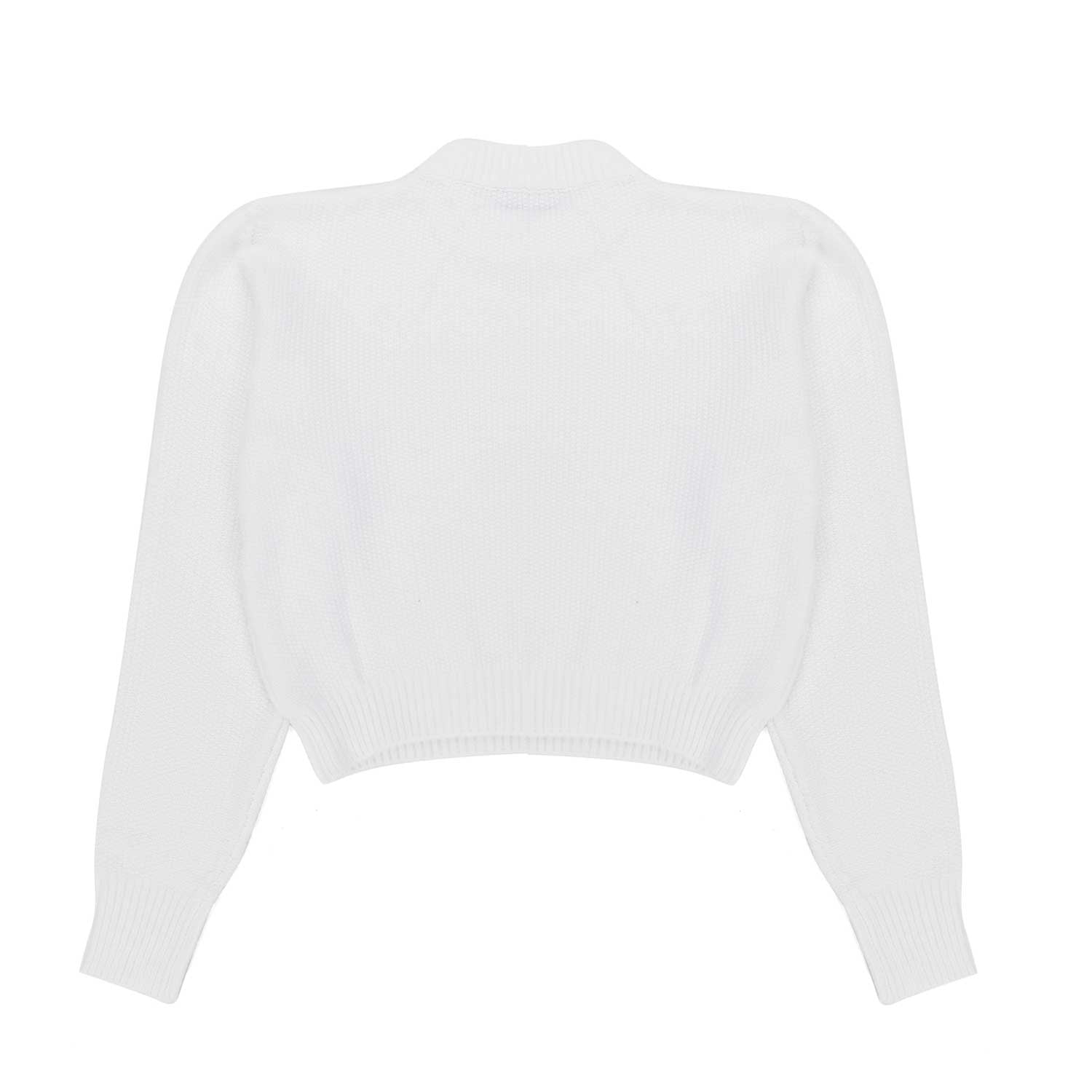 PULLOVER BIANCO CON BOTTONI ORO BAMBINA TEEN - annameglio.com abbigliamento moda