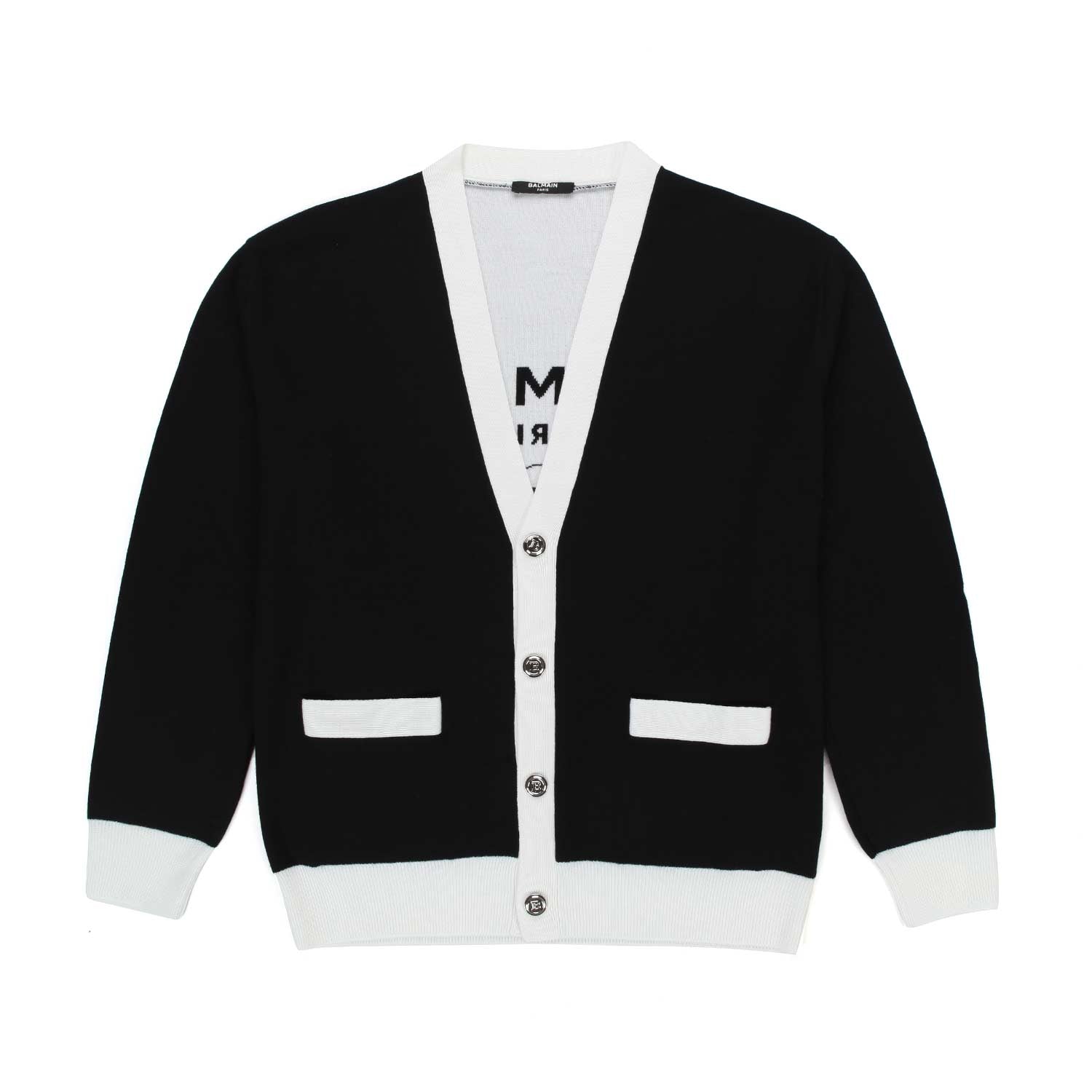 CARDIGAN BIANCO E NERO LOGO GIRL - annameglio.com abbigliamento moda