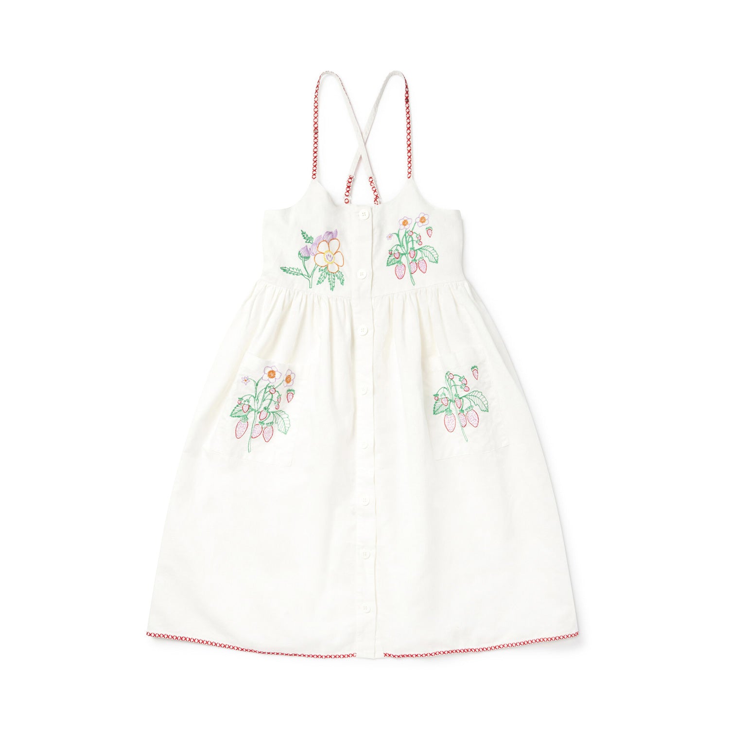 ABITO BIANCO PANNA CON FIORI RICAMATI BAMBINA - annameglio.com abbigliamento moda