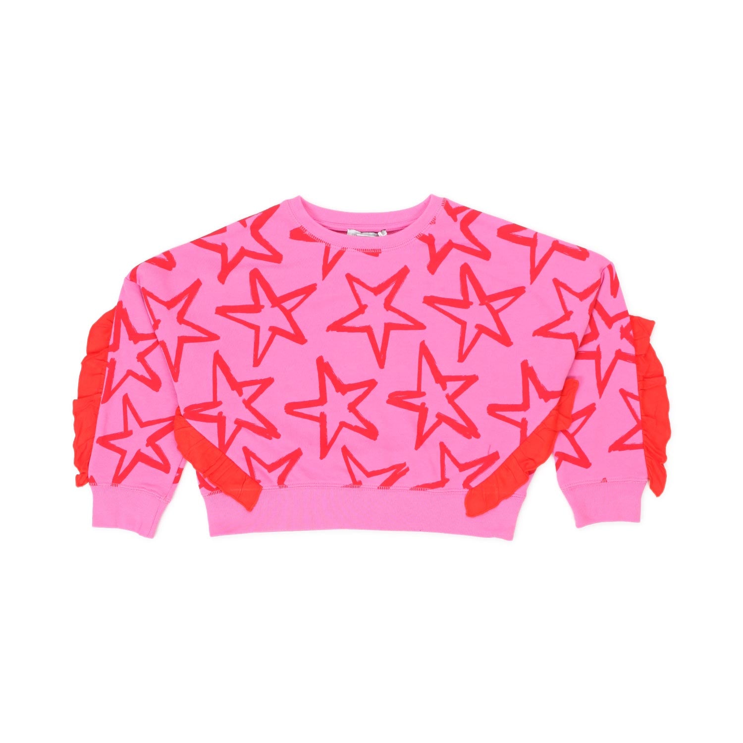FELPA CROPPED ROSA CON STELLE ROSSE - annameglio.com abbigliamento moda