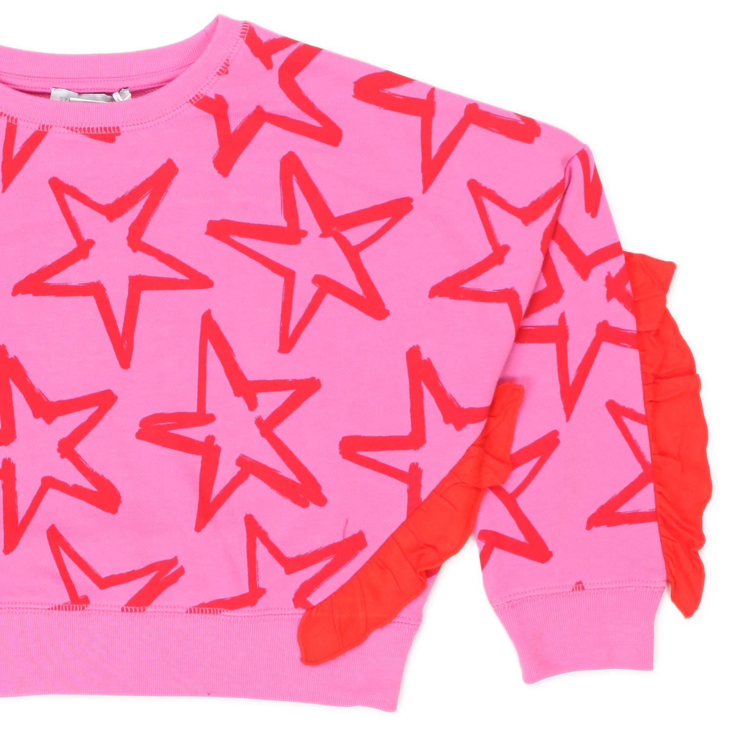 FELPA CROPPED ROSA CON STELLE ROSSE - annameglio.com abbigliamento moda