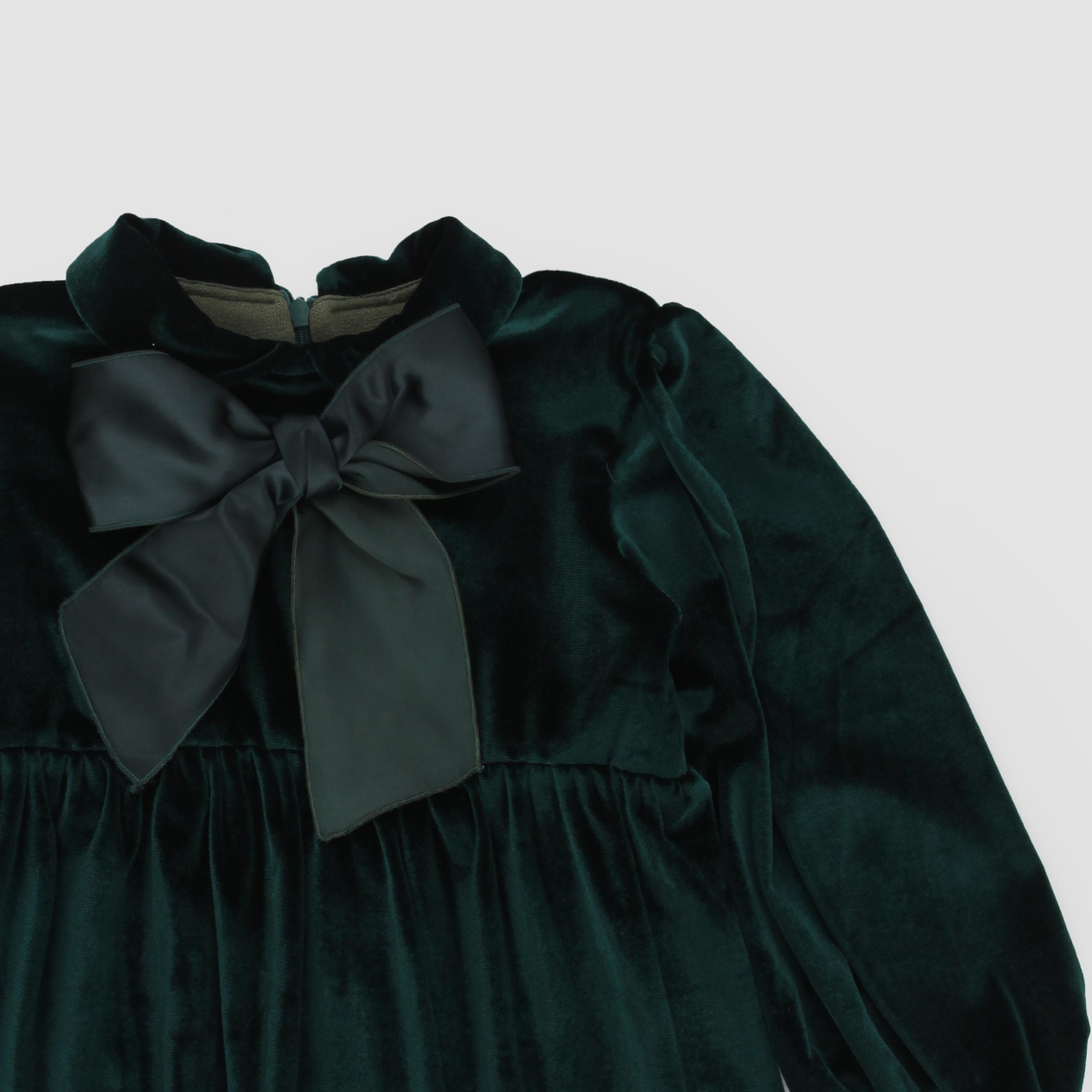 Abito Verde In Velluto Con Fiocco Firmato COLIBRI