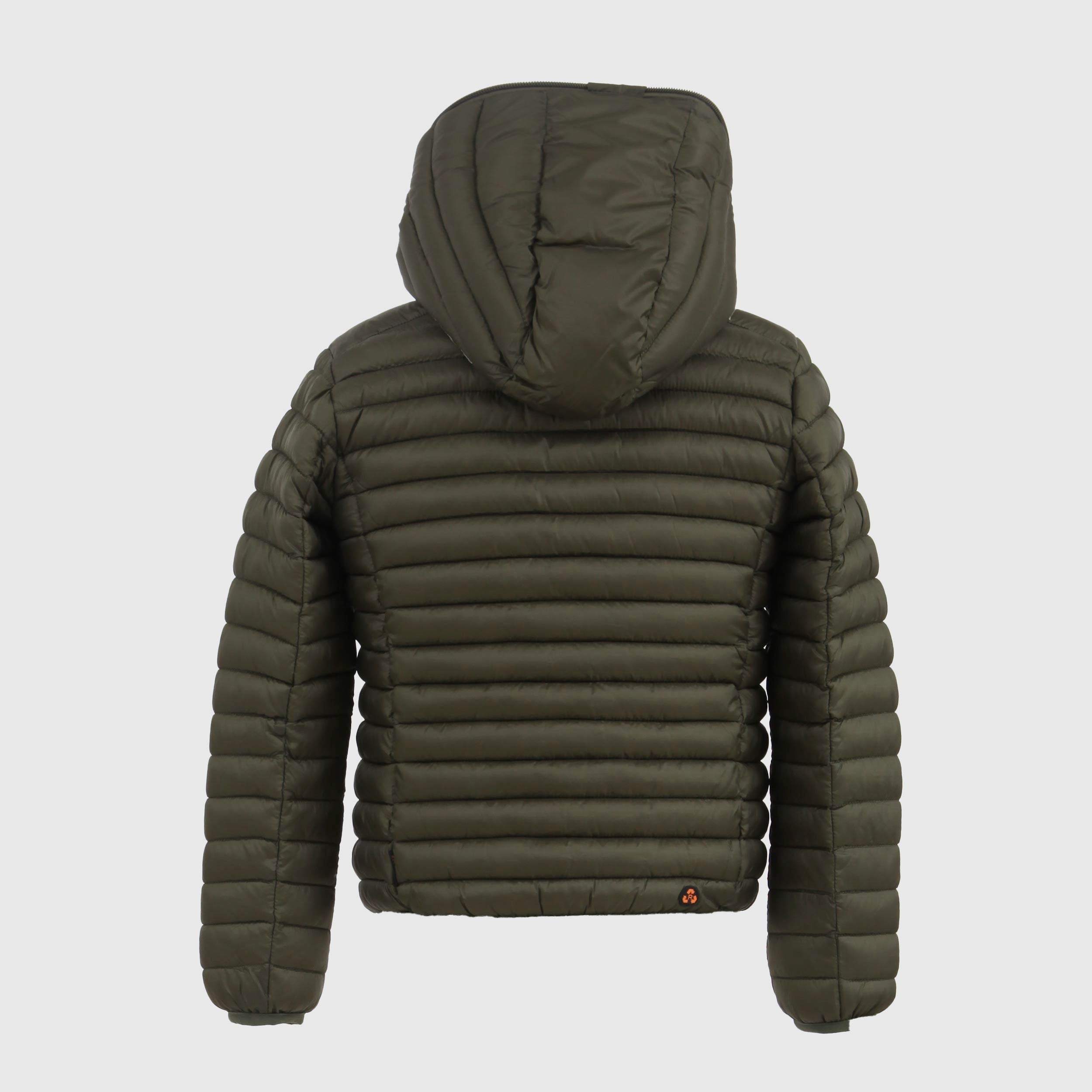 Piumino Verde Con Zip Arancione Firmato SAVE THE DUCK