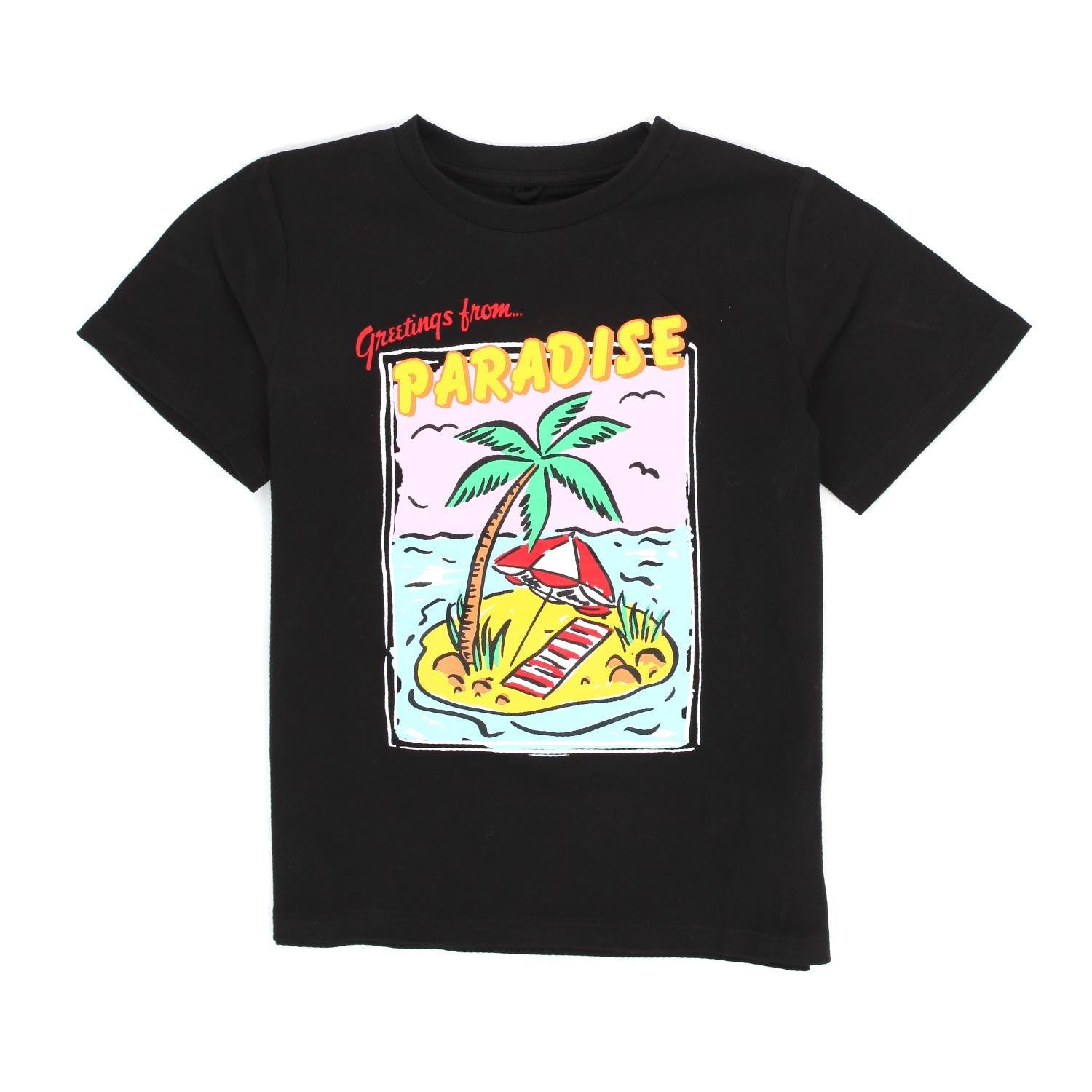 T-SHIRT UNISEX NERA CON STAMPA PARADISE - annameglio.com abbigliamento moda