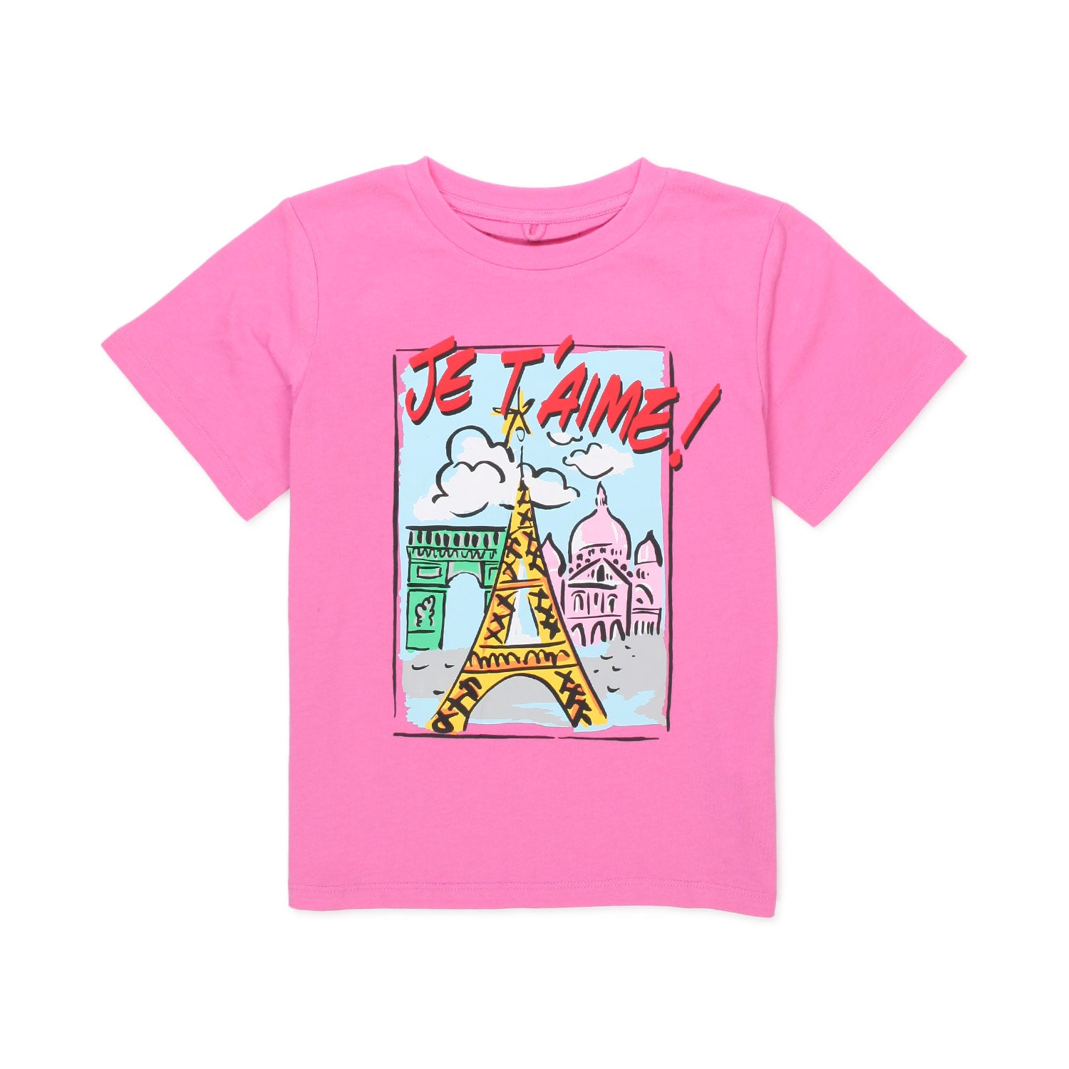 T-SHIRT ROSA CON STAMPA PARIGI BAMBINA E TEEN - annameglio.com abbigliamento moda