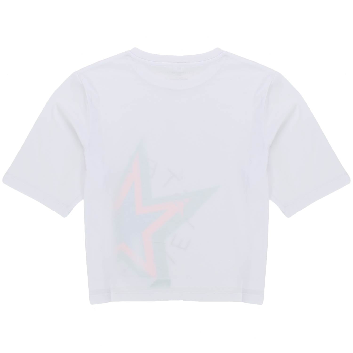 T-SHIRT CROPPED BIANCA CON STELLA MULTICOLOR - annameglio.com abbigliamento moda