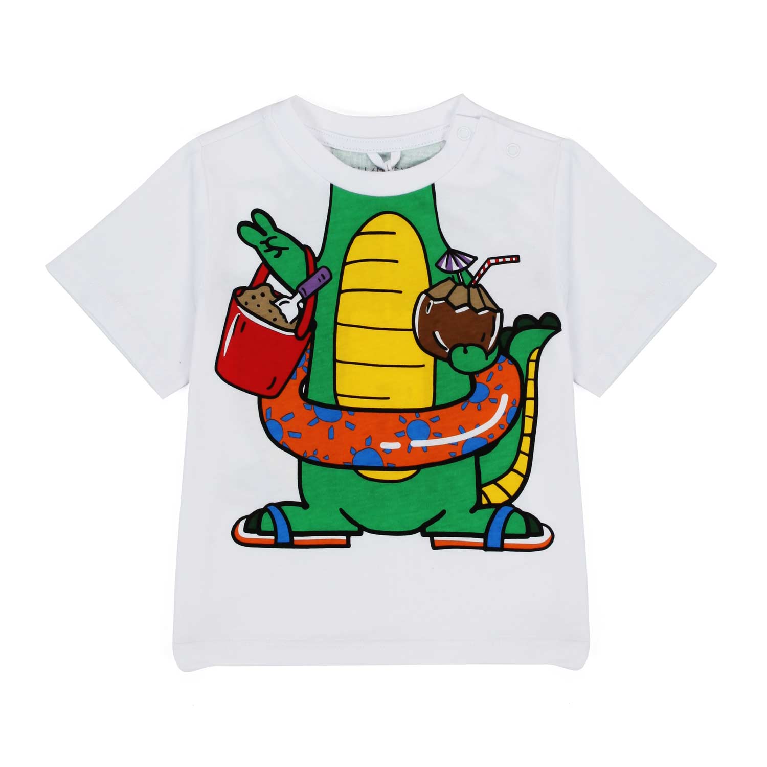 T-SHIRT BIANCA CON COCCODRILLO BABY UNISEX - annameglio.com abbigliamento moda