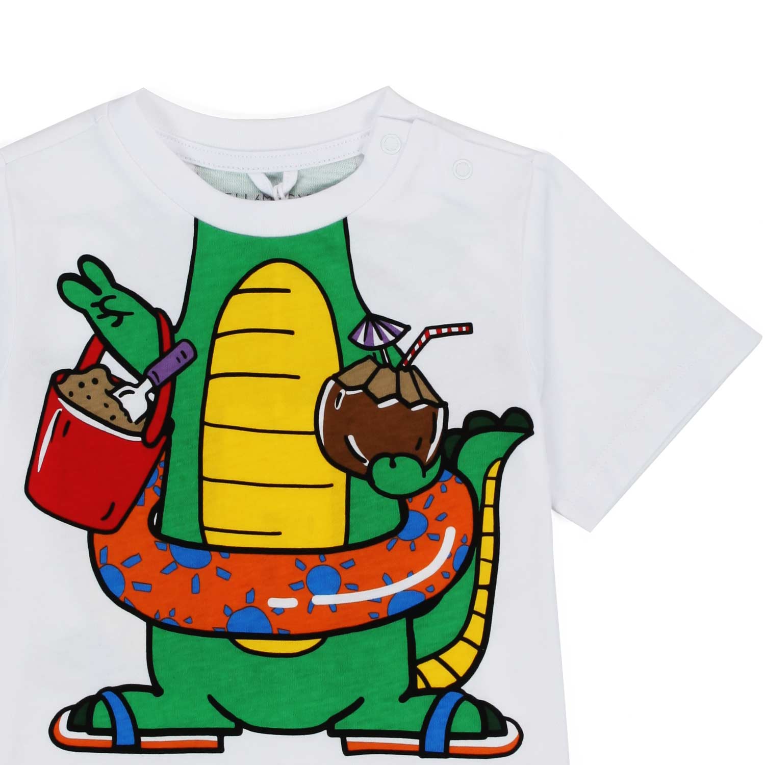 T-SHIRT BIANCA CON COCCODRILLO BABY UNISEX - annameglio.com abbigliamento moda