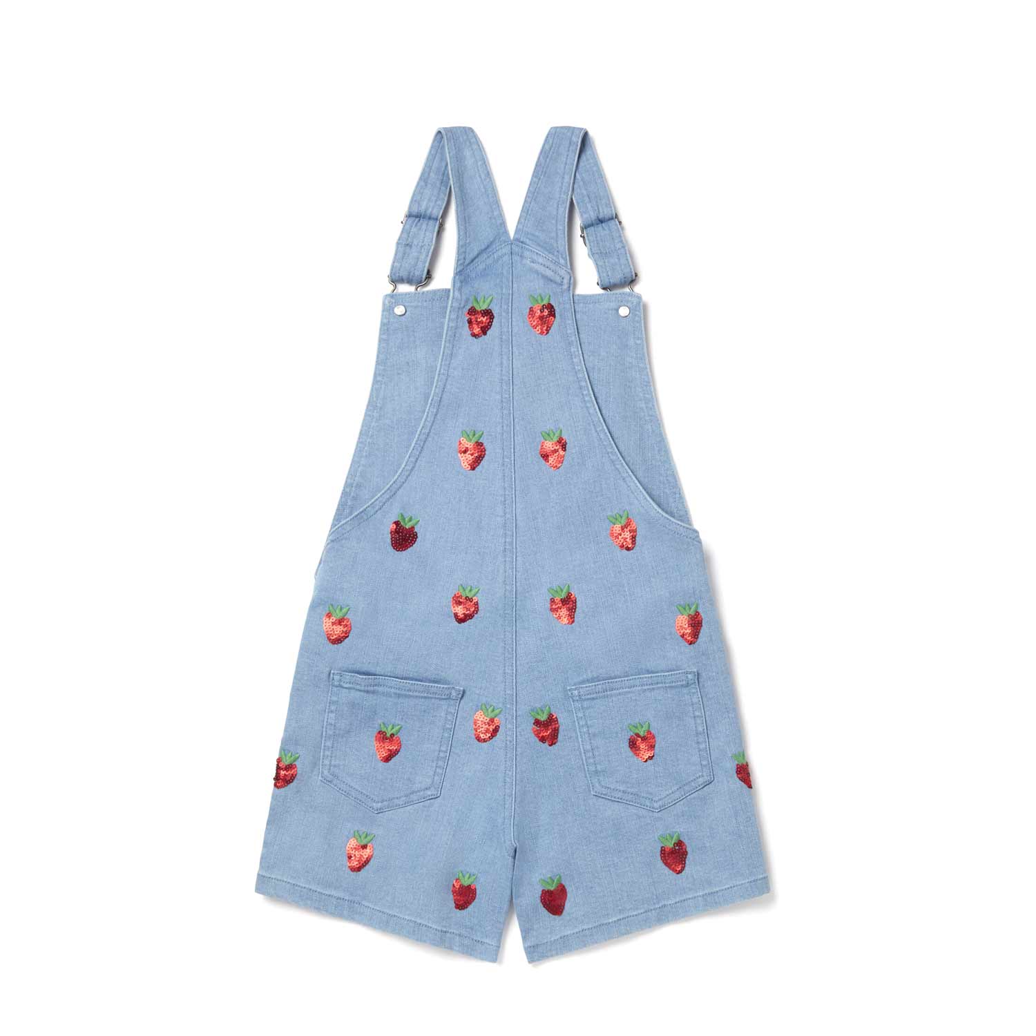 SALOPETTE CORTA DI JEANS CON FRAGOLE BAMBINA - annameglio.com abbigliamento moda