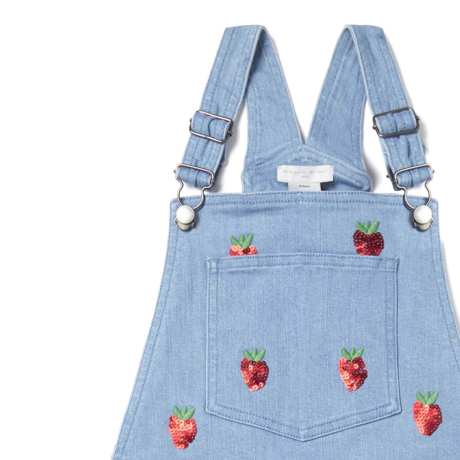 SALOPETTE CORTA DI JEANS CON FRAGOLE BAMBINA - annameglio.com abbigliamento moda