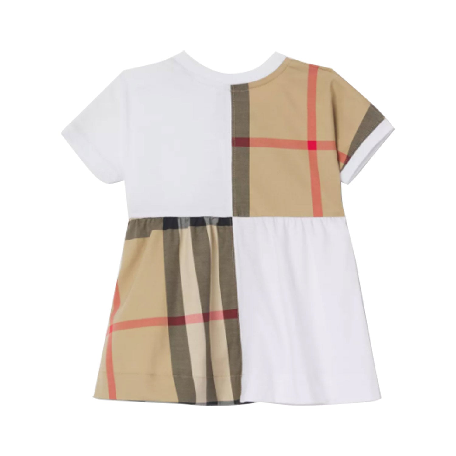 VESTITINO BIANCO CON PANNELLI TARTAN NEONATA - annameglio.com abbigliamento moda